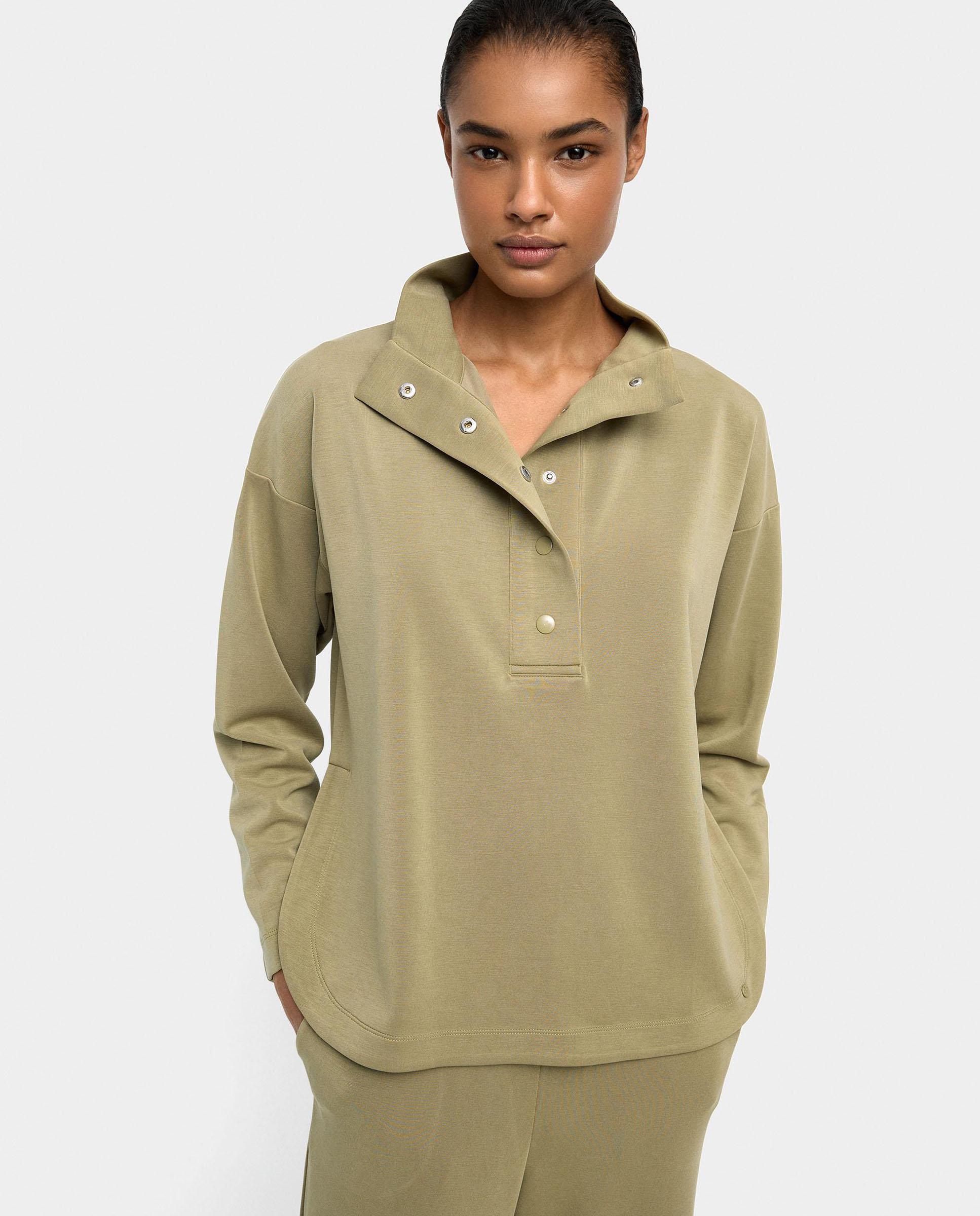 Parfois - Sudadera de mujer sin capucha con cierre de botones en liso.