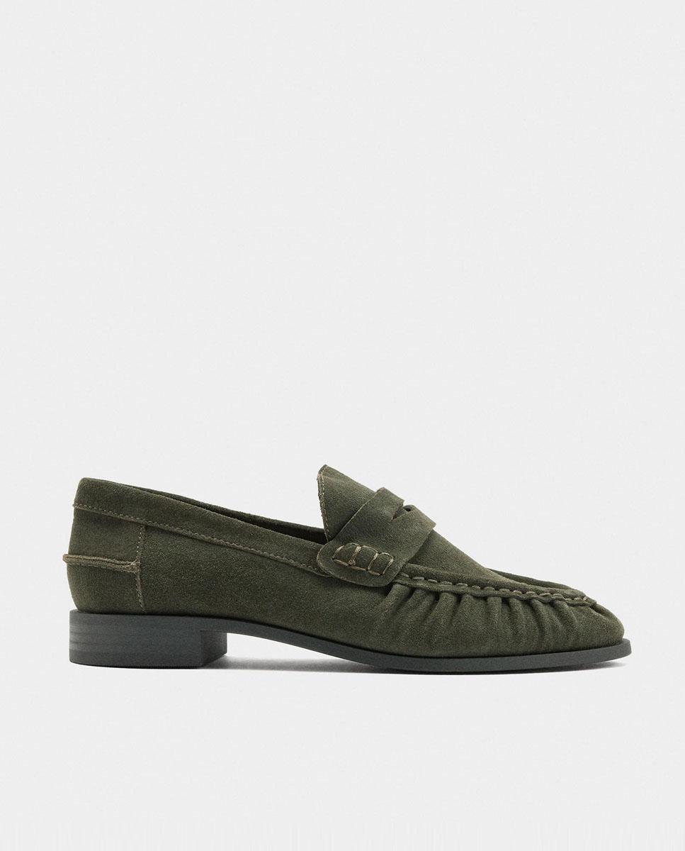 Parfois - Mocasines planos de mujer en piel con pespuntes y plantilla acolchada.