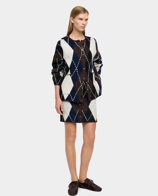 Imagen 0 de Falda corta de punto con diseño de rombos