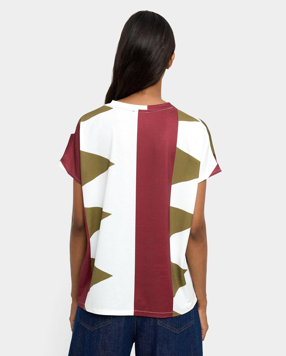 Camiseta de mujer de manga corta con estampado geométrico