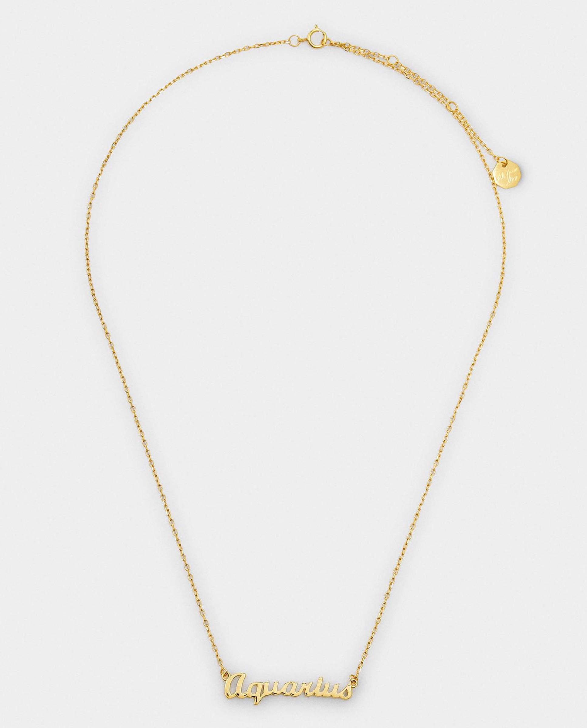Collar de plata con lettering de signo del zodiaco acuario Dorado Parfois Dorado-1