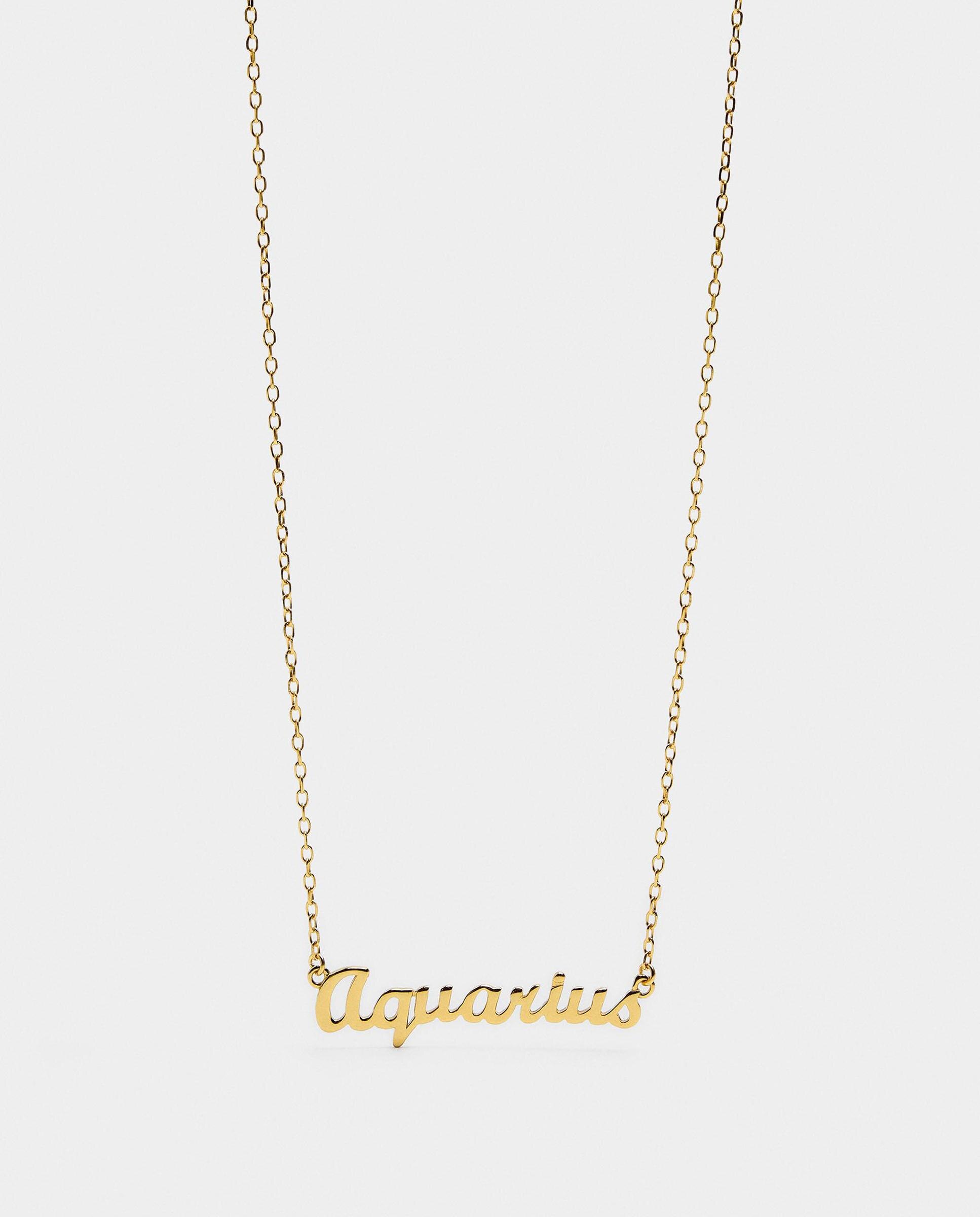 Collar de plata con lettering de signo del zodiaco acuario Dorado Parfois Dorado-2