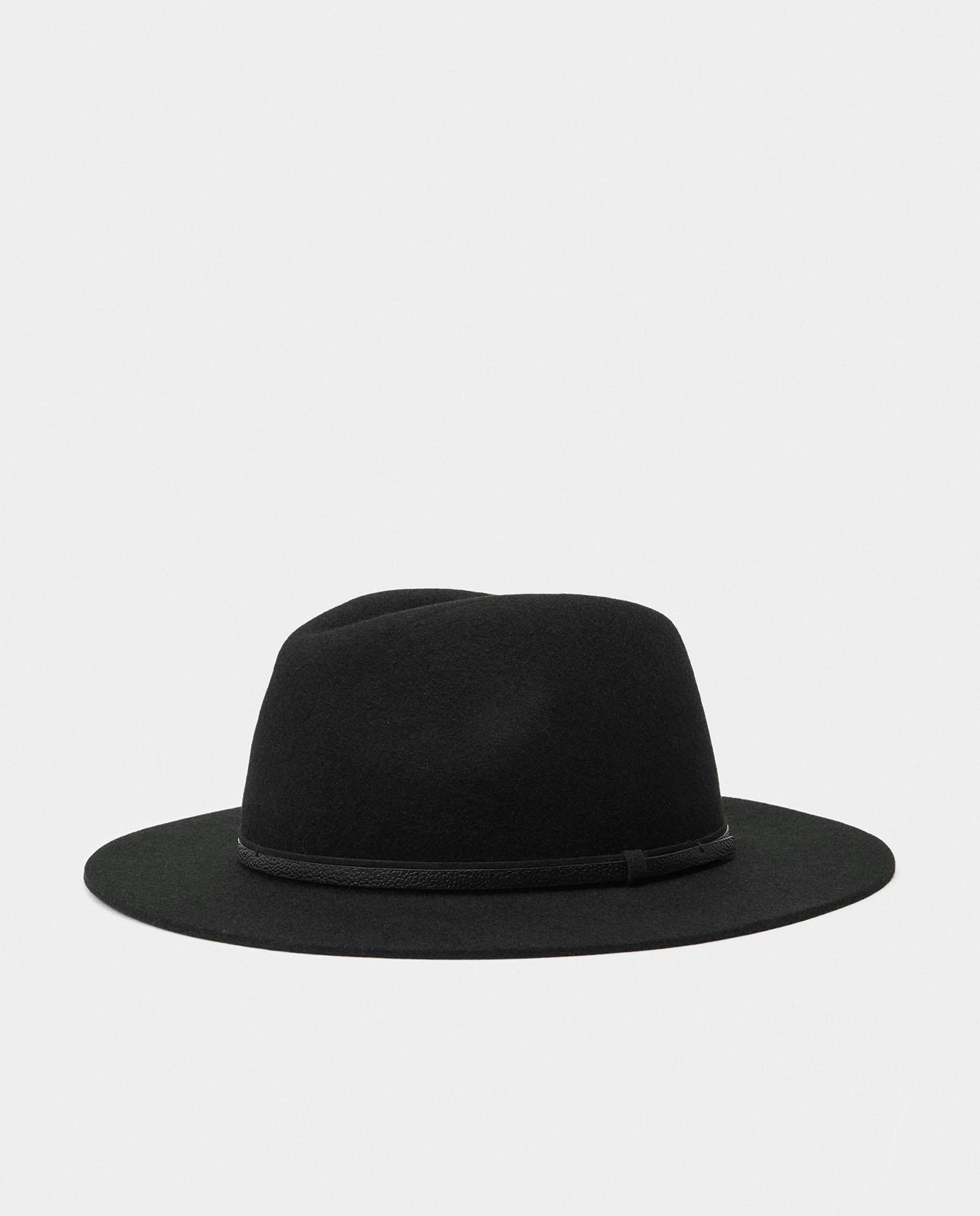 Sombrero de mujer 100% lana con tira decorativa - Parfois - Negro Negro-1