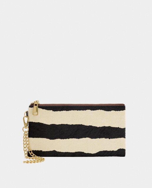 Imagen 0 de Neceser de piel con cierre de cremallera y estampado animal print