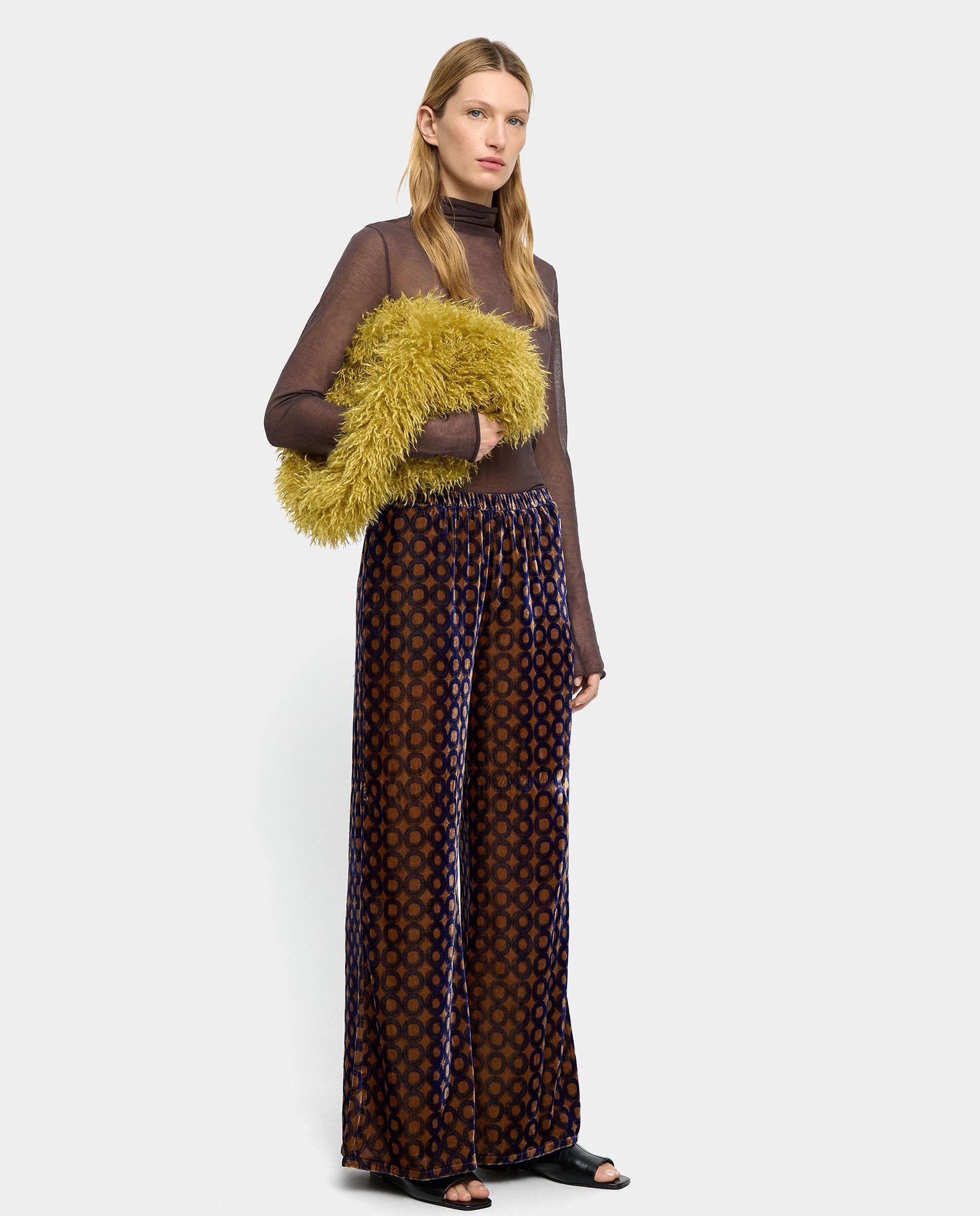 Parfois - Pantalones rectos de mujer con cintura elástica con estampado geométrico.