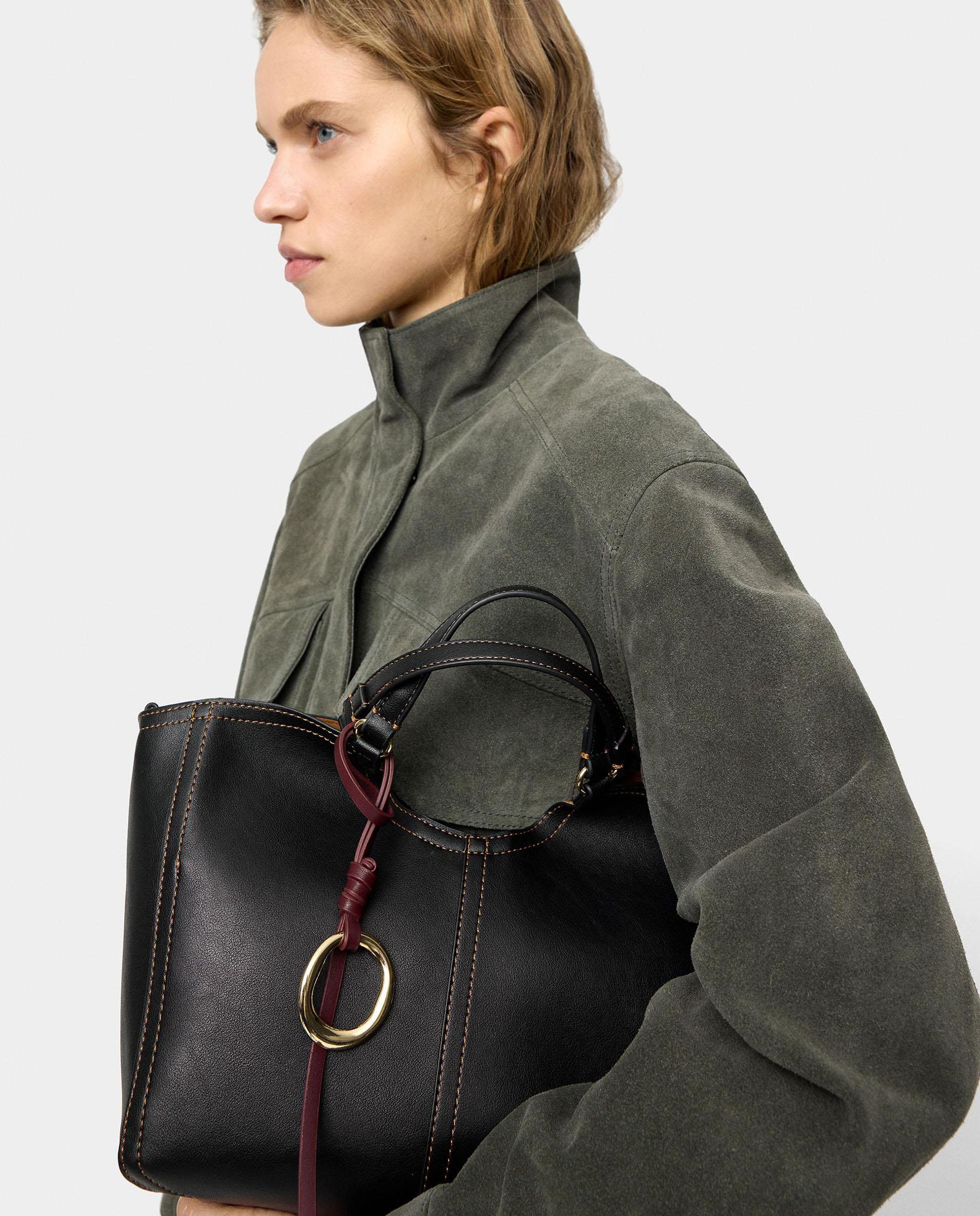 Bolso de mano estilo tote convertible a bandolera con cierre de cremallera en liso - Parfois - Negro Negro-2