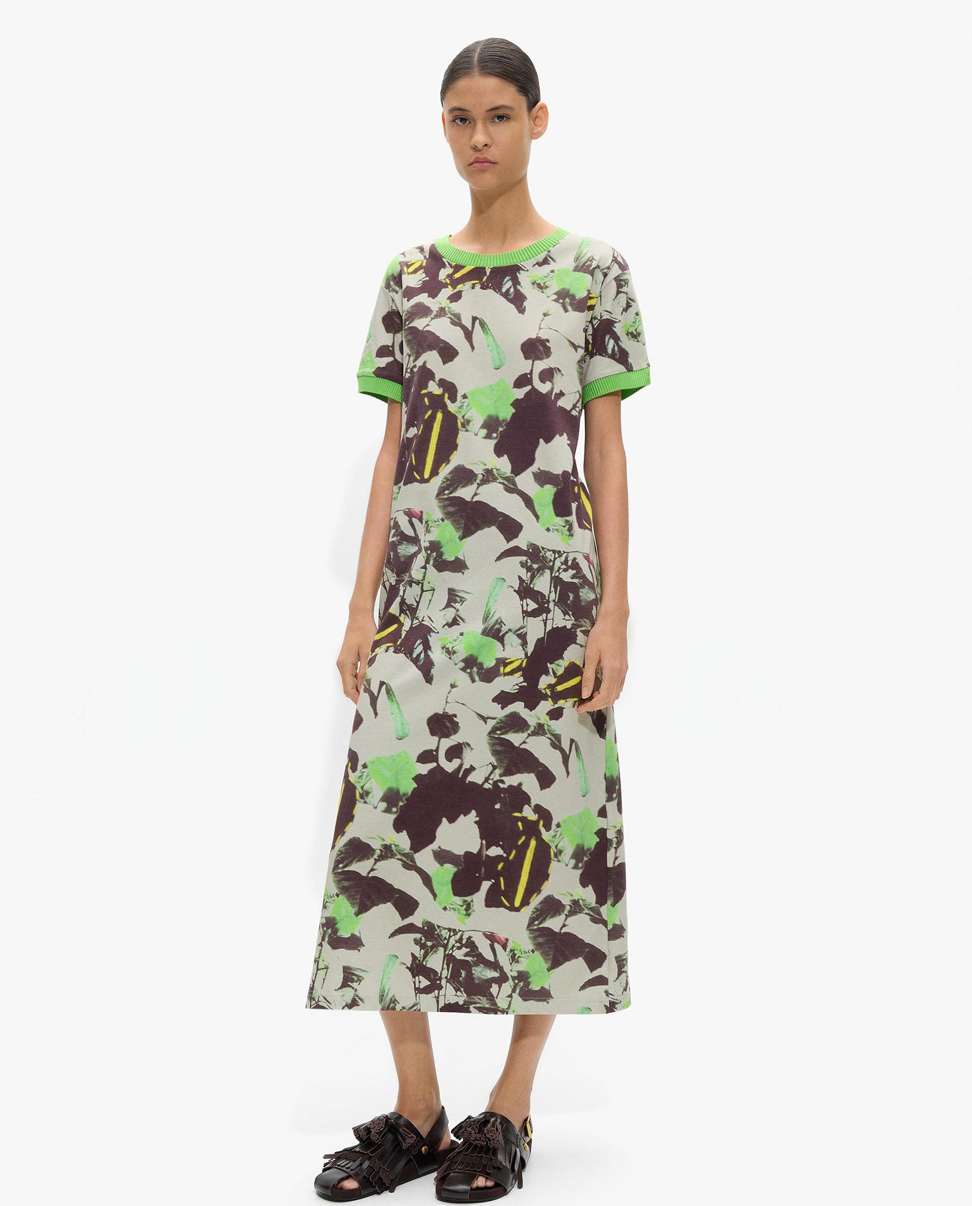 Parfois - Vestido midi 100% algodón con estampado floral.