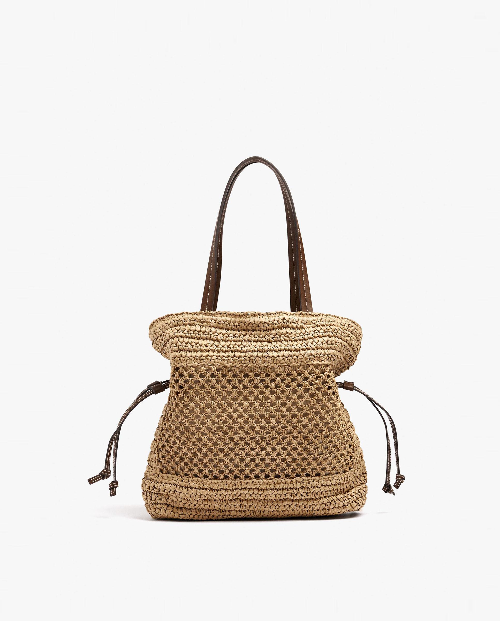 Shopper con cierre imantado estilo rafia en liso - Parfois - Natural Natural-1