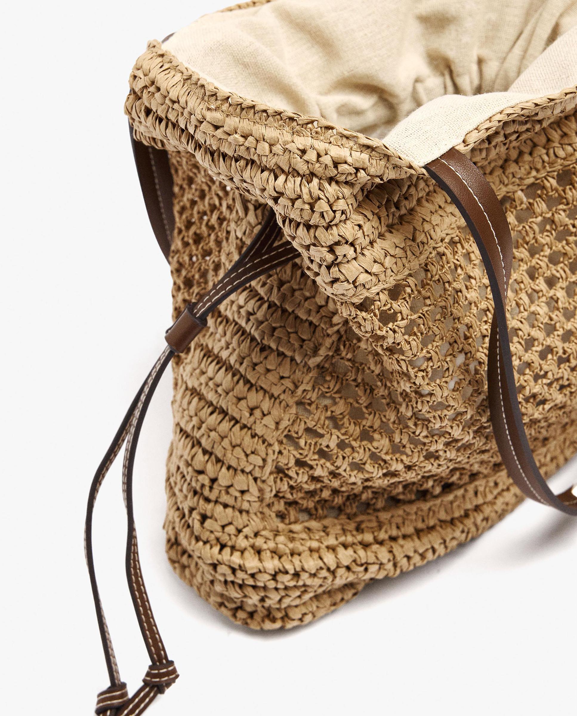 Shopper con cierre imantado estilo rafia en liso - Parfois - Natural Natural-3