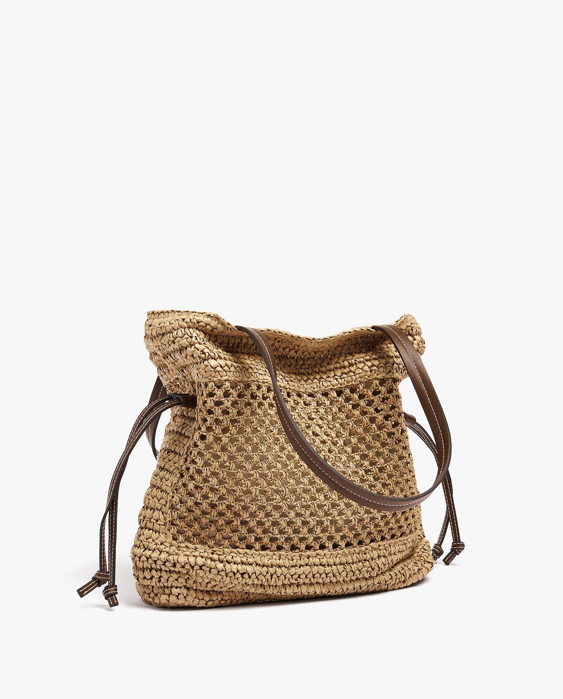 Shopper con cierre imantado estilo rafia en liso - Parfois - Natural Natural-2