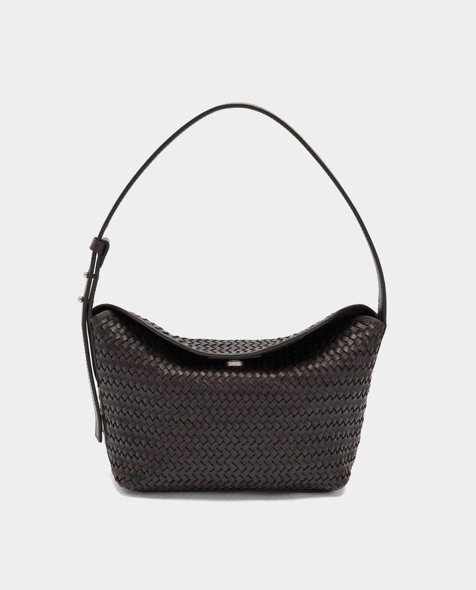 Bolso de hombro de piel trenzado con cierre imantado en liso - Parfois - Marrón oscuro Marrón oscuro-1