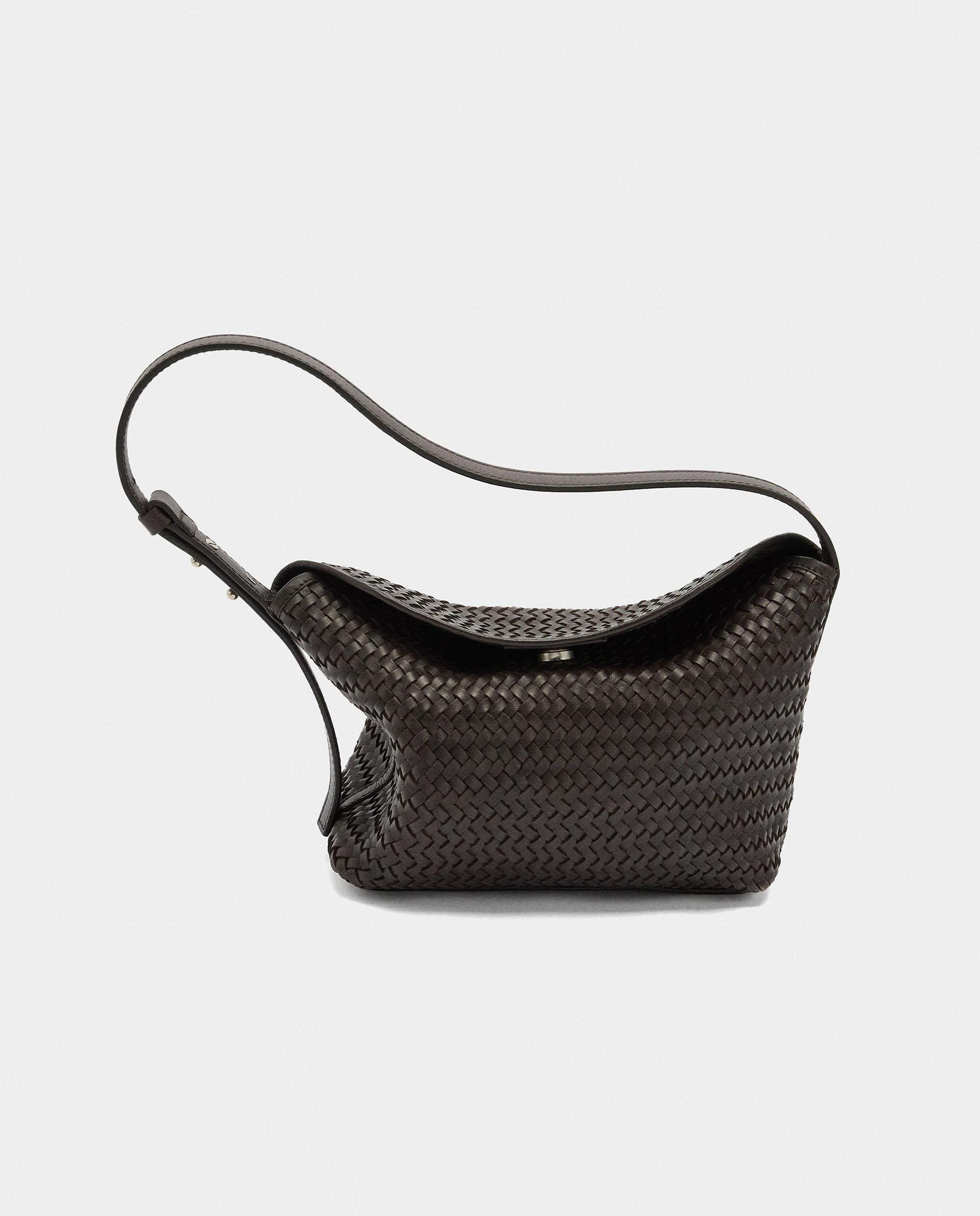 Bolso de hombro de piel trenzado con cierre imantado en liso - Parfois - Marrón oscuro Marrón oscuro-5