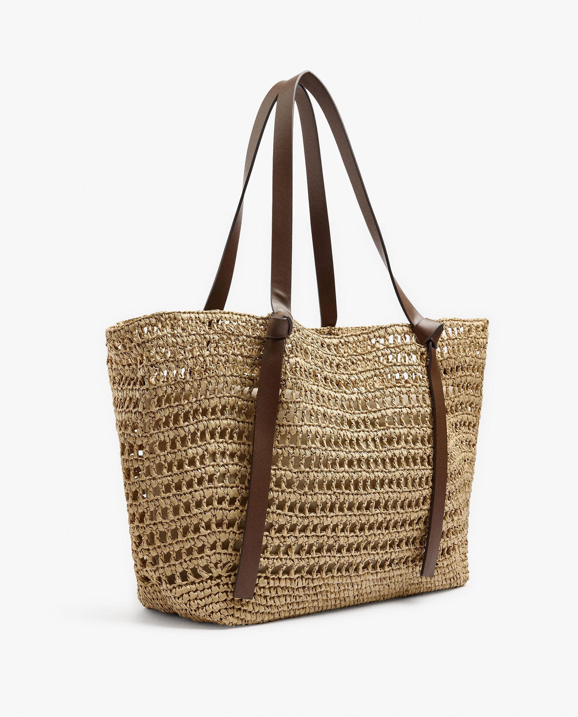 Shopper grande trenzado con neceser extraíble en liso - Parfois - Natural Natural-5