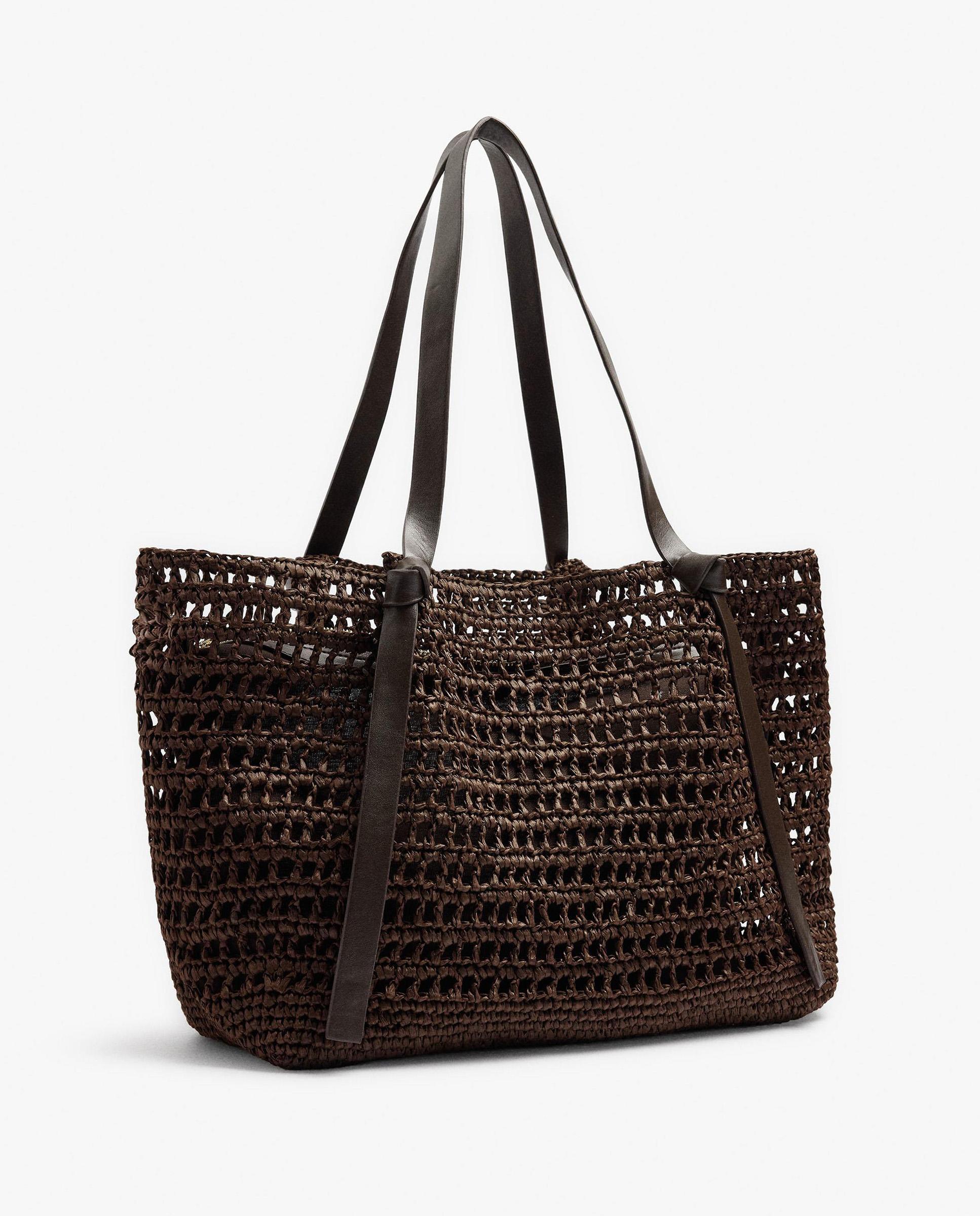 Shopper grande trenzado con neceser extraíble en liso - Parfois - Marrón oscuro Marrón oscuro-5