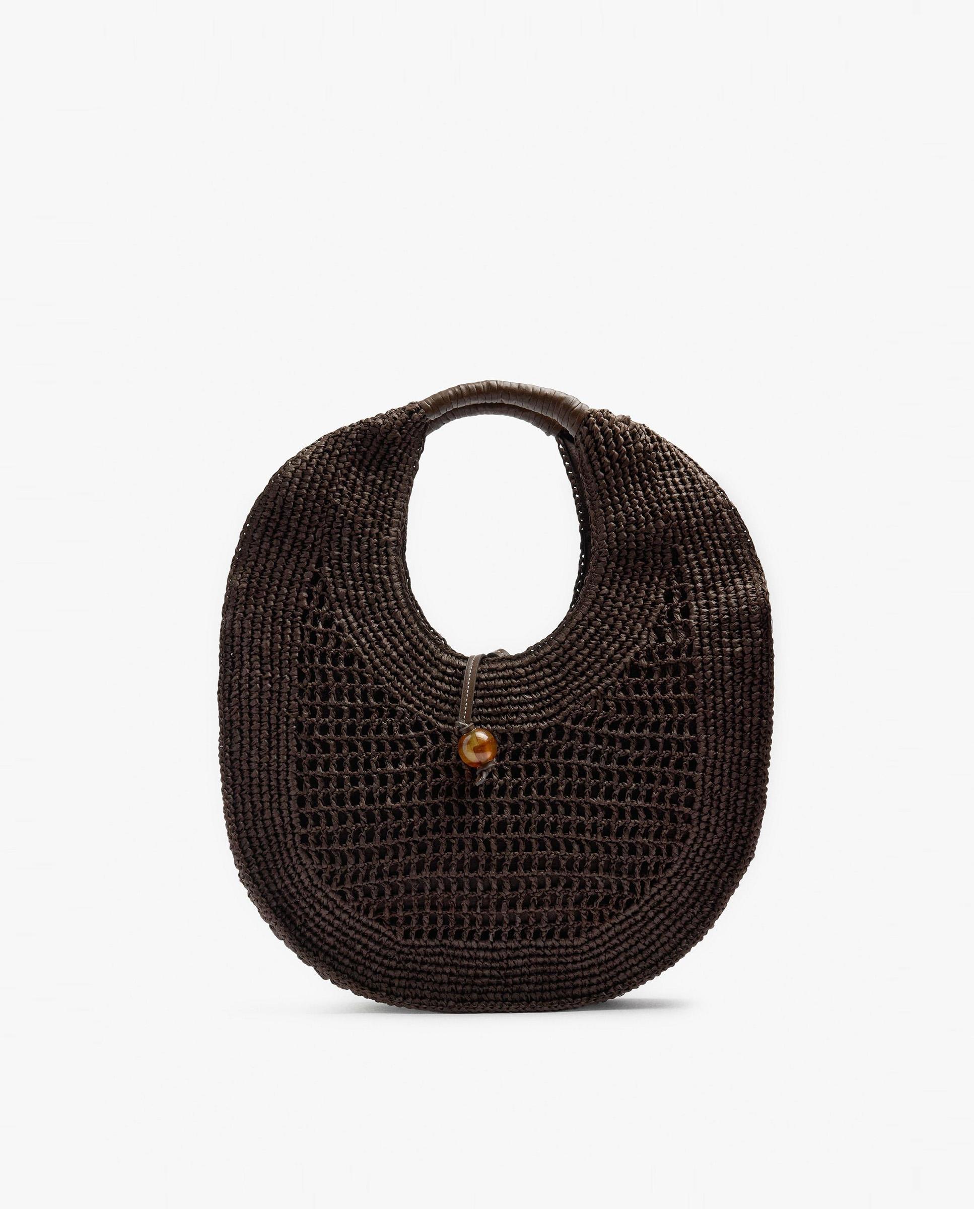 Bolso de mano redondeado efecto rafia en liso - Parfois - Marrón oscuro Marrón oscuro-1