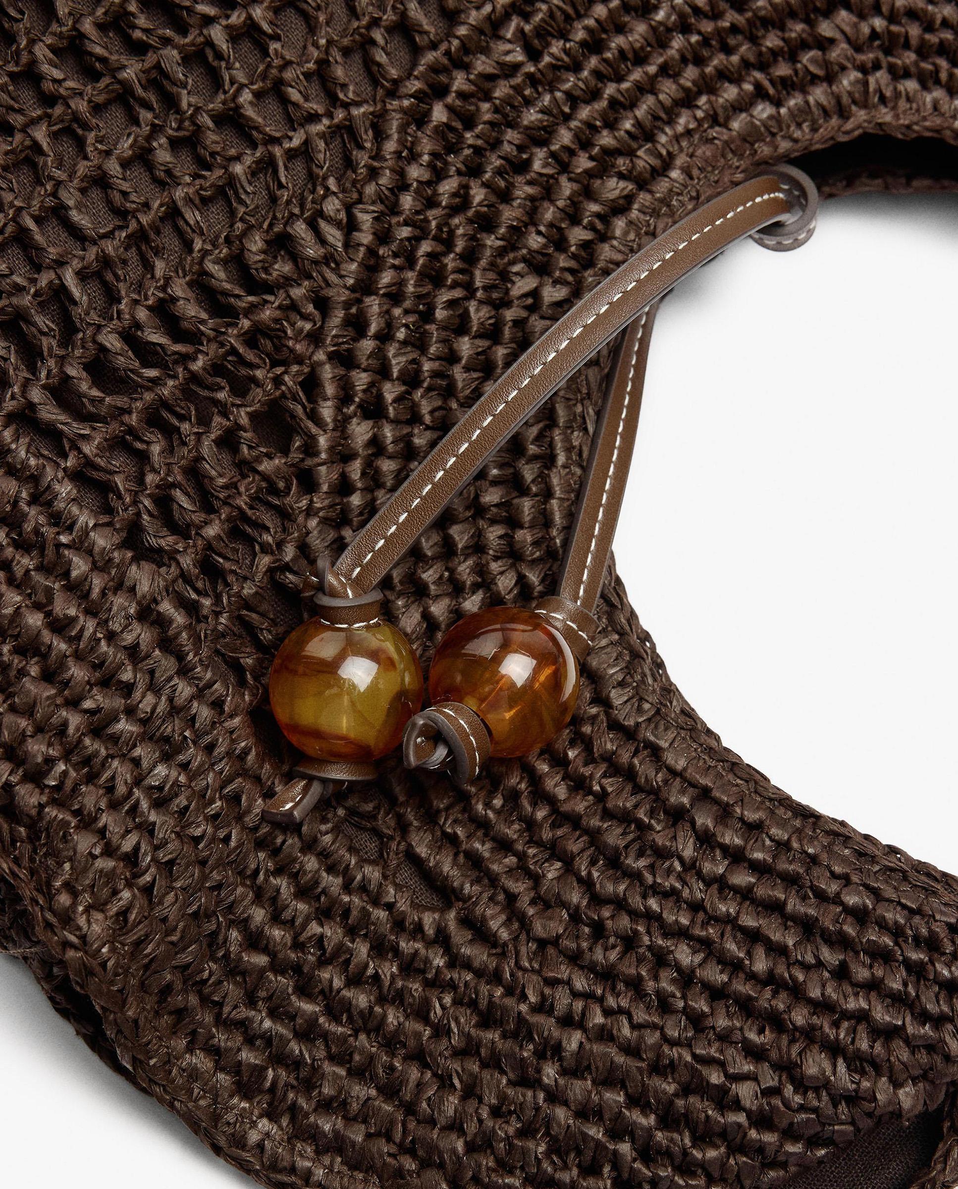 Bolso de mano redondeado efecto rafia en liso - Parfois - Marrón oscuro Marrón oscuro-3