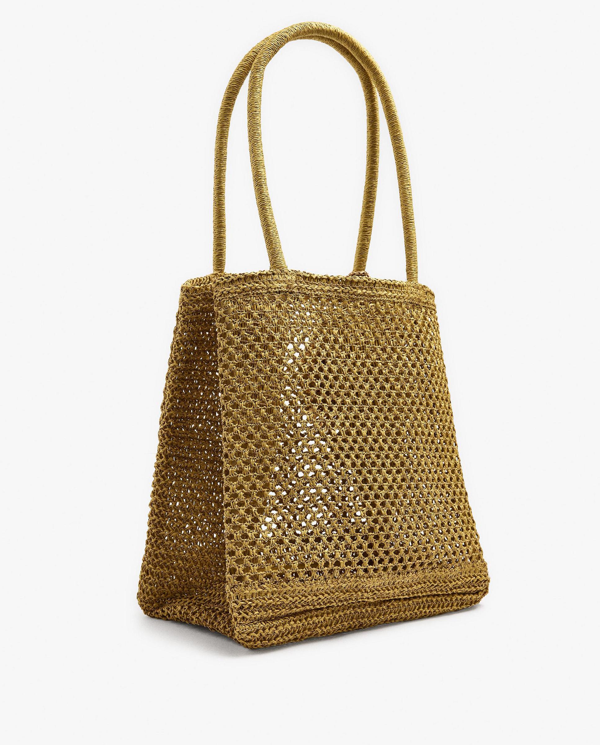 Shopper efecto rafia con colgante de pez abierto en liso - Parfois - Marrón Marrón-4