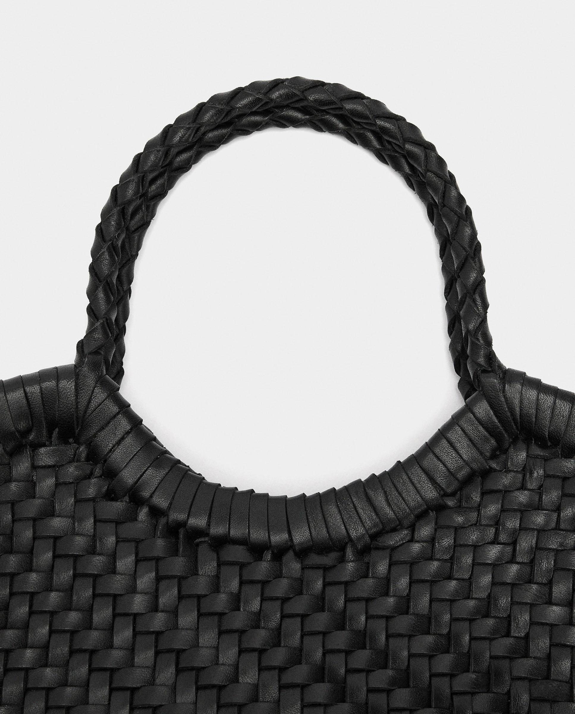 Bolso de mano trenzado estilo tote de piel con bolsa extraíble en liso - Parfois - Negro Negro-2