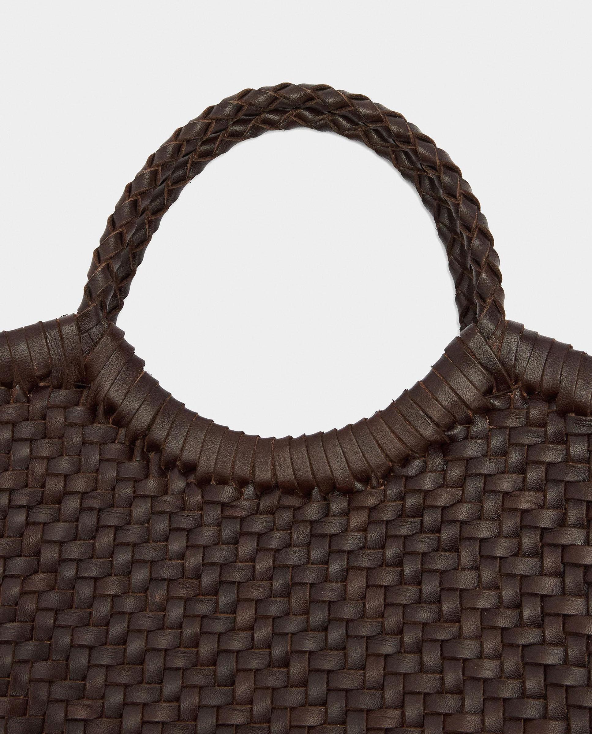 Bolso de mano trenzado estilo tote de piel con bolsa extraíble en liso - Parfois - Marrón oscuro Marrón oscuro-2