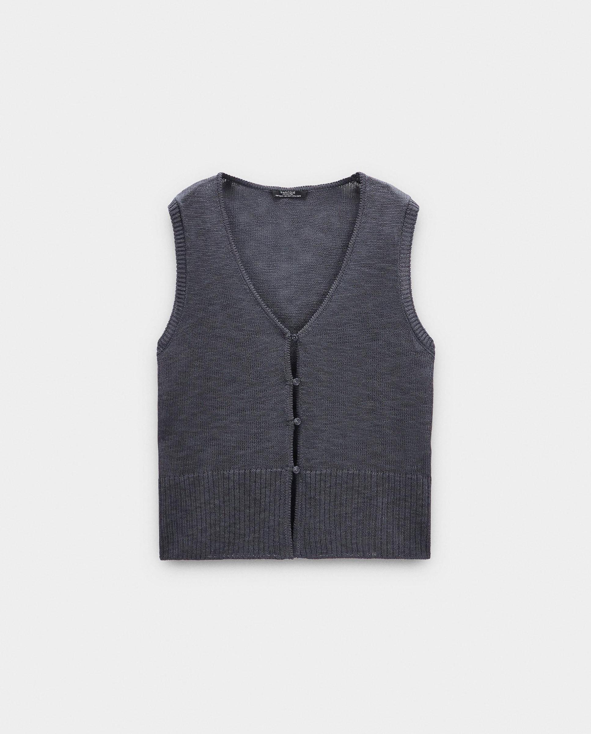 Chaleco de mujer de punto semitransparente con cuerdas ajustables - Parfois - Gris oscuro Gris oscuro-6