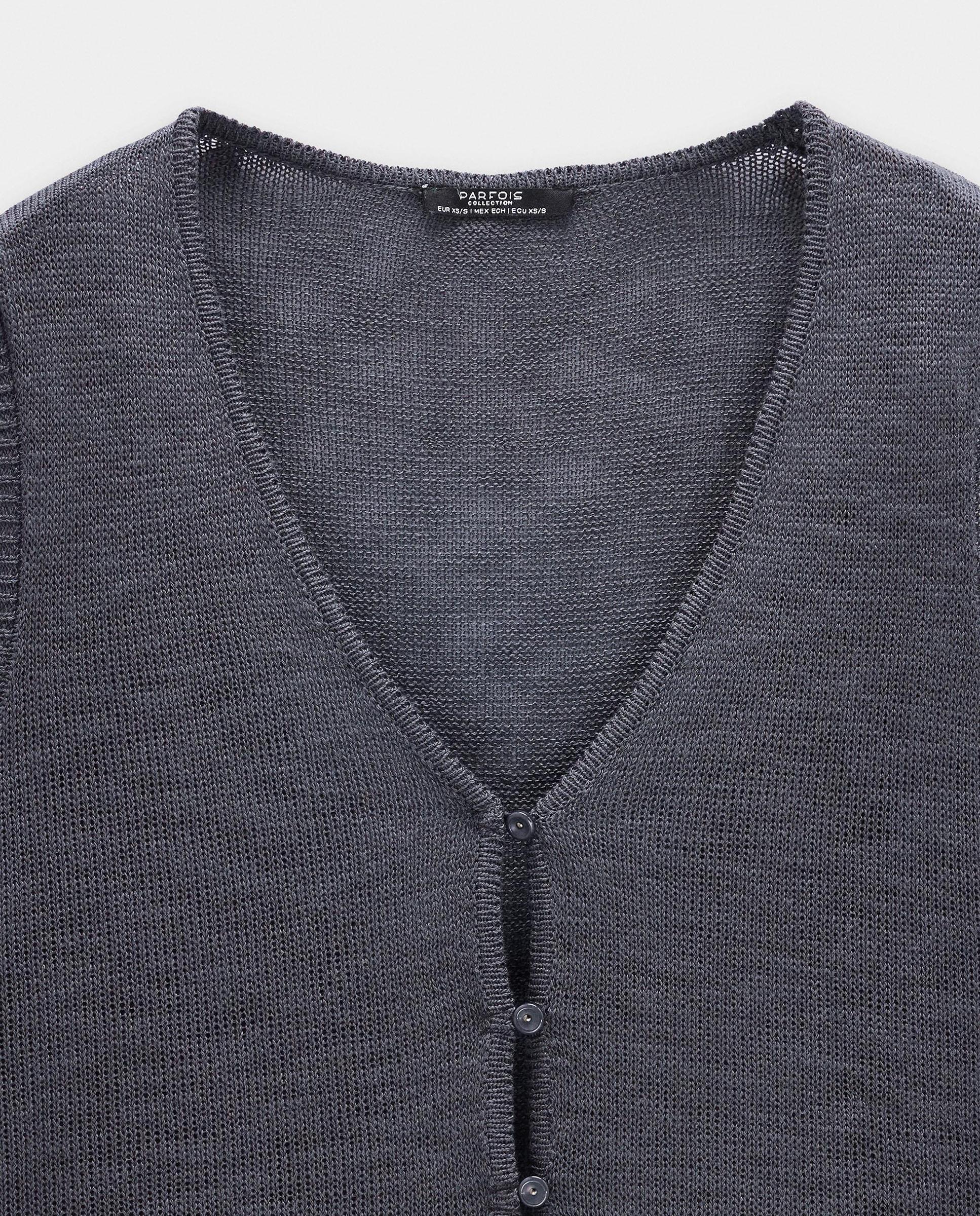 Chaleco de mujer de punto semitransparente con cuerdas ajustables - Parfois - Gris oscuro Gris oscuro-5