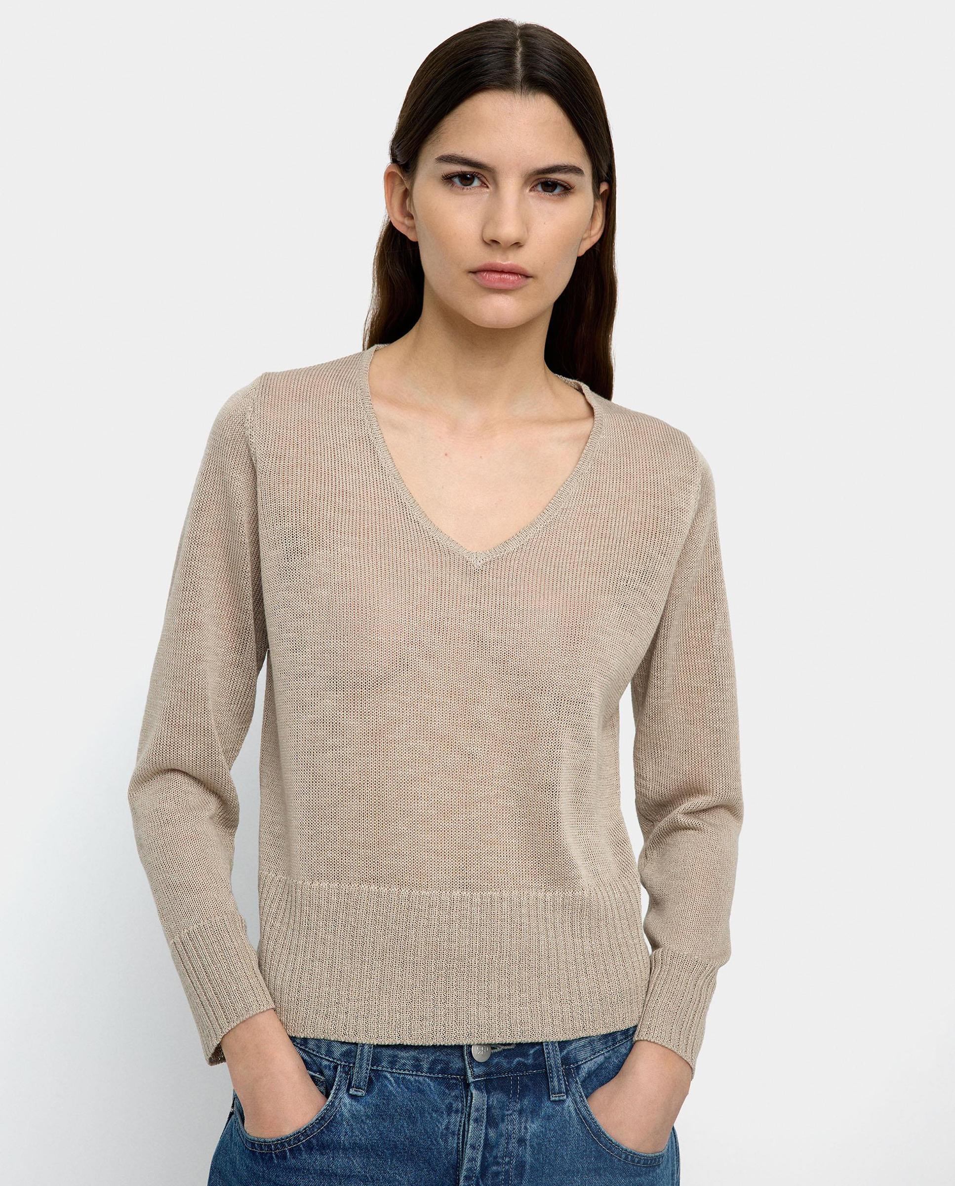 Parfois - Jersey de mujer semitransparente de manga larga con cuello pico.
