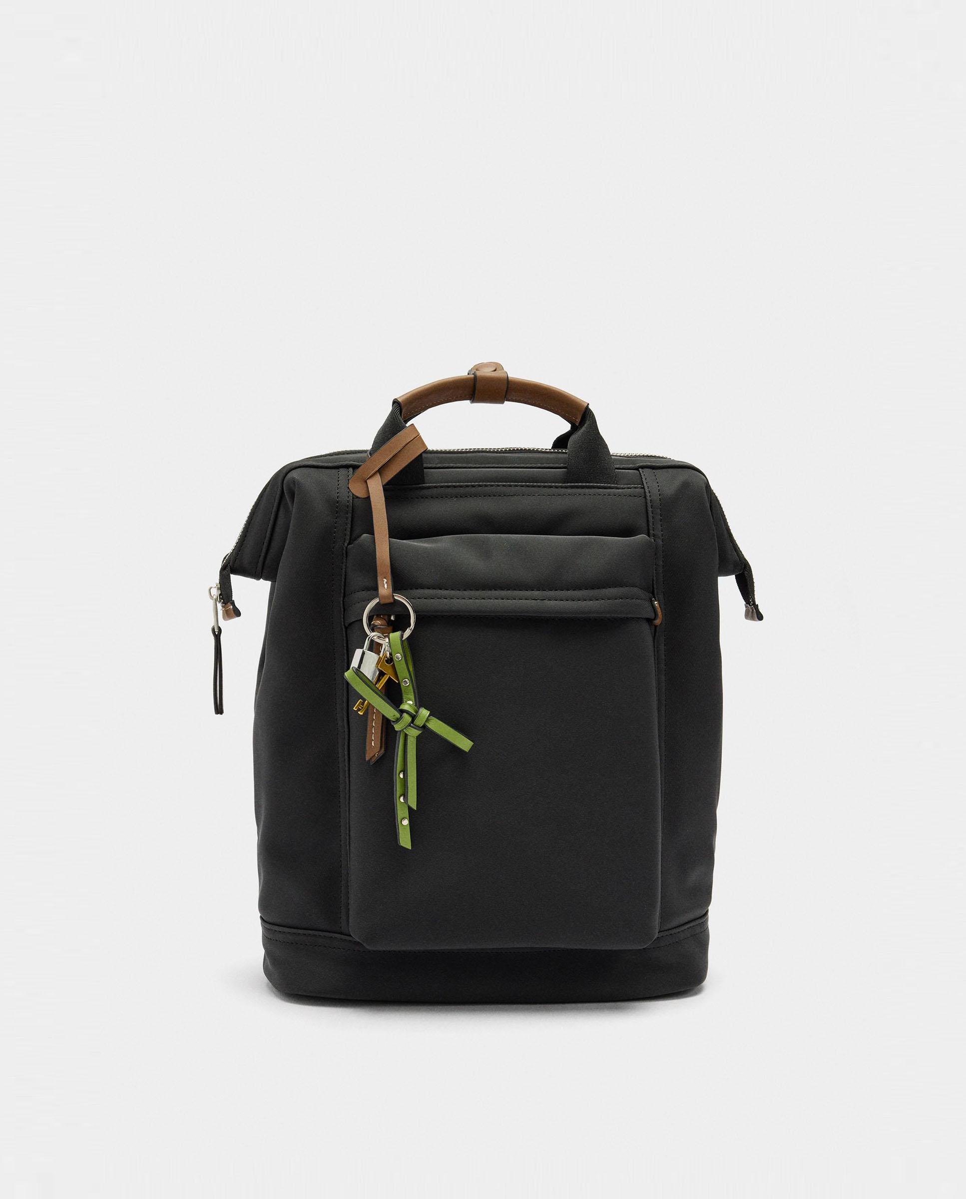 Mochila de mujer con varios compartimentos y cierre de cremallera en liso - Parfois - Negro Negro-1