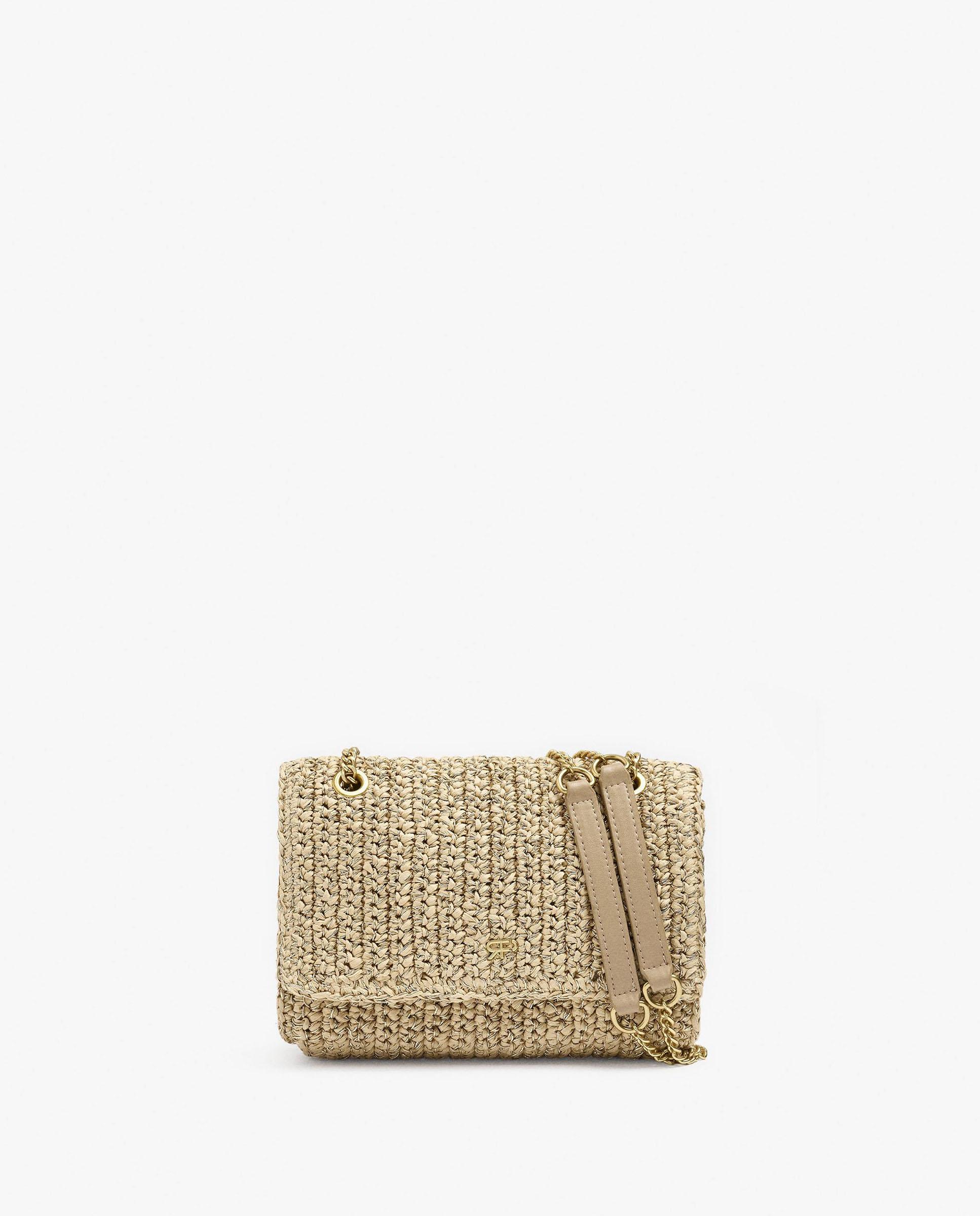 Bolso de hombro estilo rafia con cierre imantado en liso - Parfois - Oro Oro-1