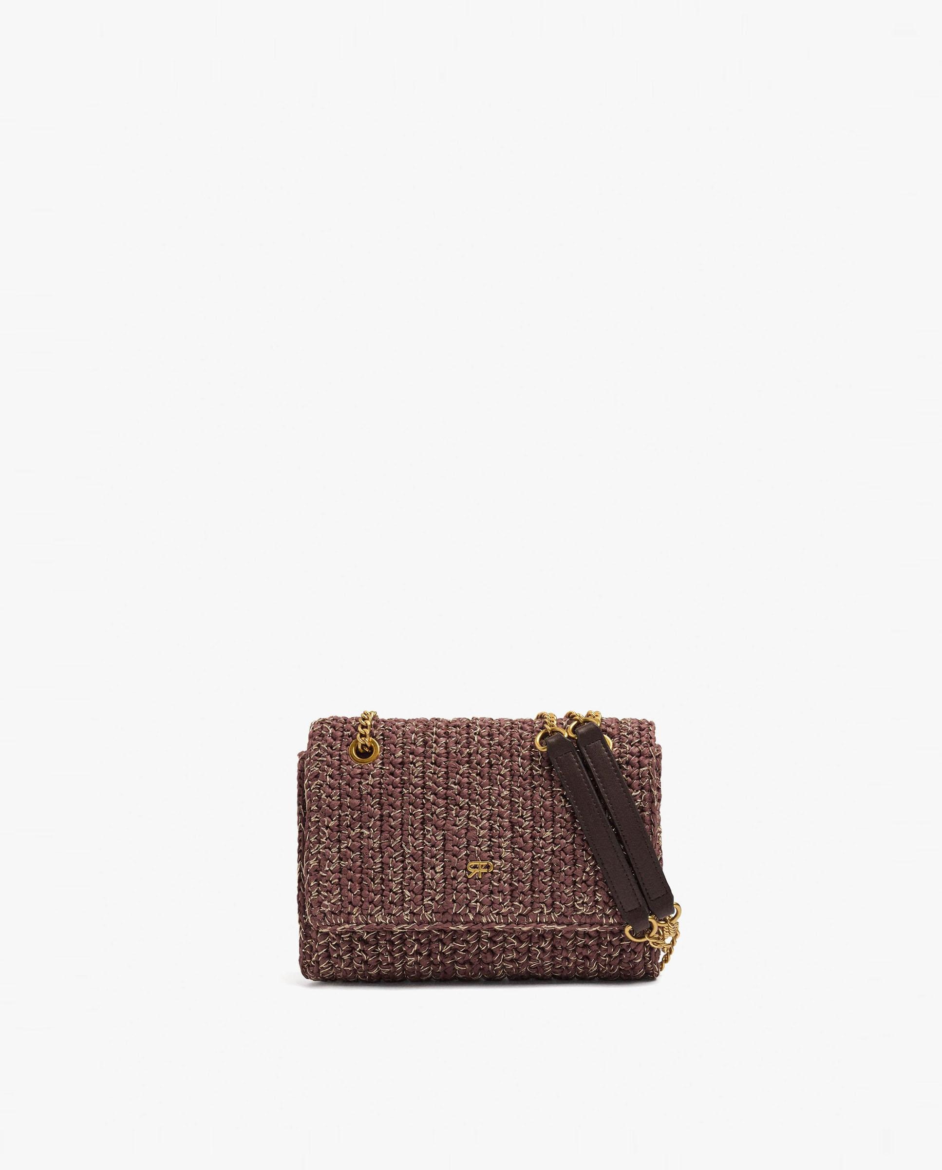Bolso de hombro estilo rafia con cierre imantado en liso - Parfois - Burdeos Burdeos-1