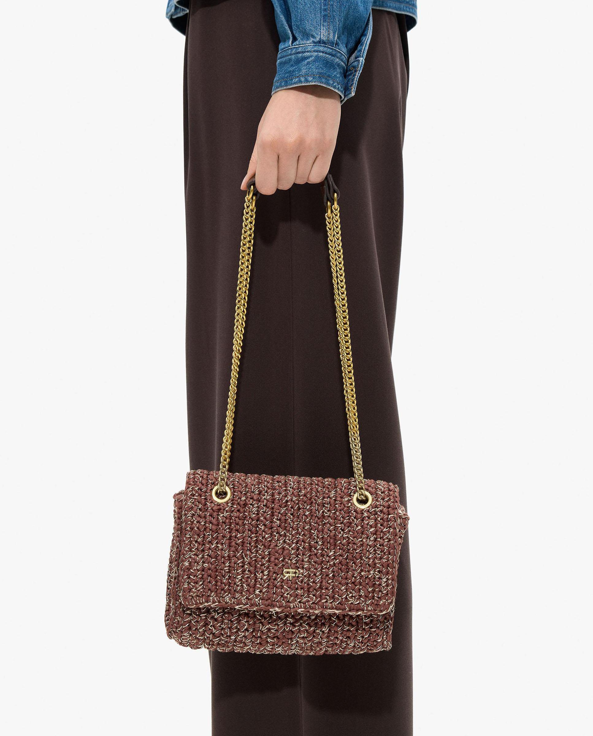 Bolso de hombro estilo rafia con cierre imantado en liso - Parfois - Burdeos Burdeos-2