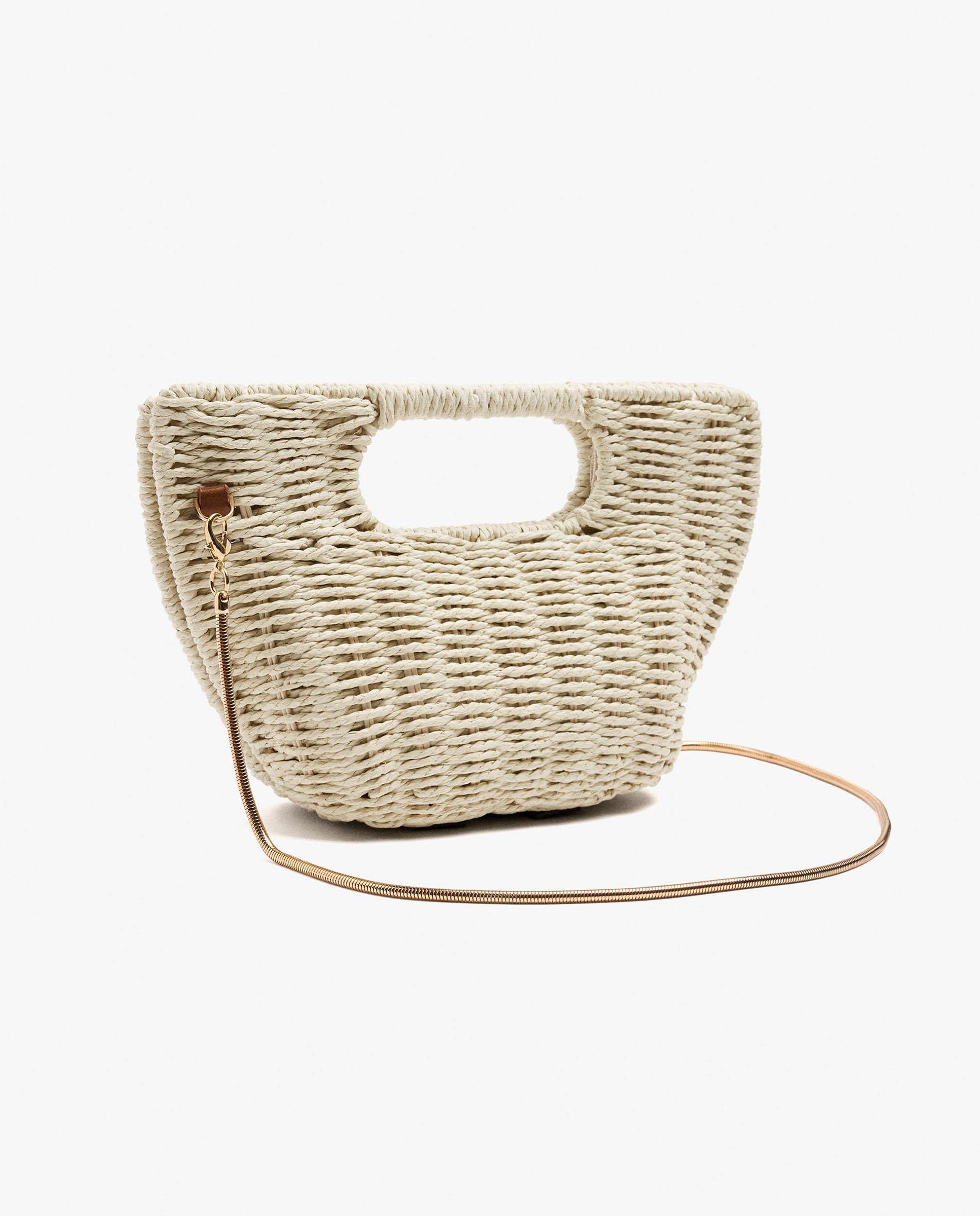 Bolso de fiesta convertible a bandolera efecto rafia con cierre de imán en liso - Parfois - Blanco Blanco-2