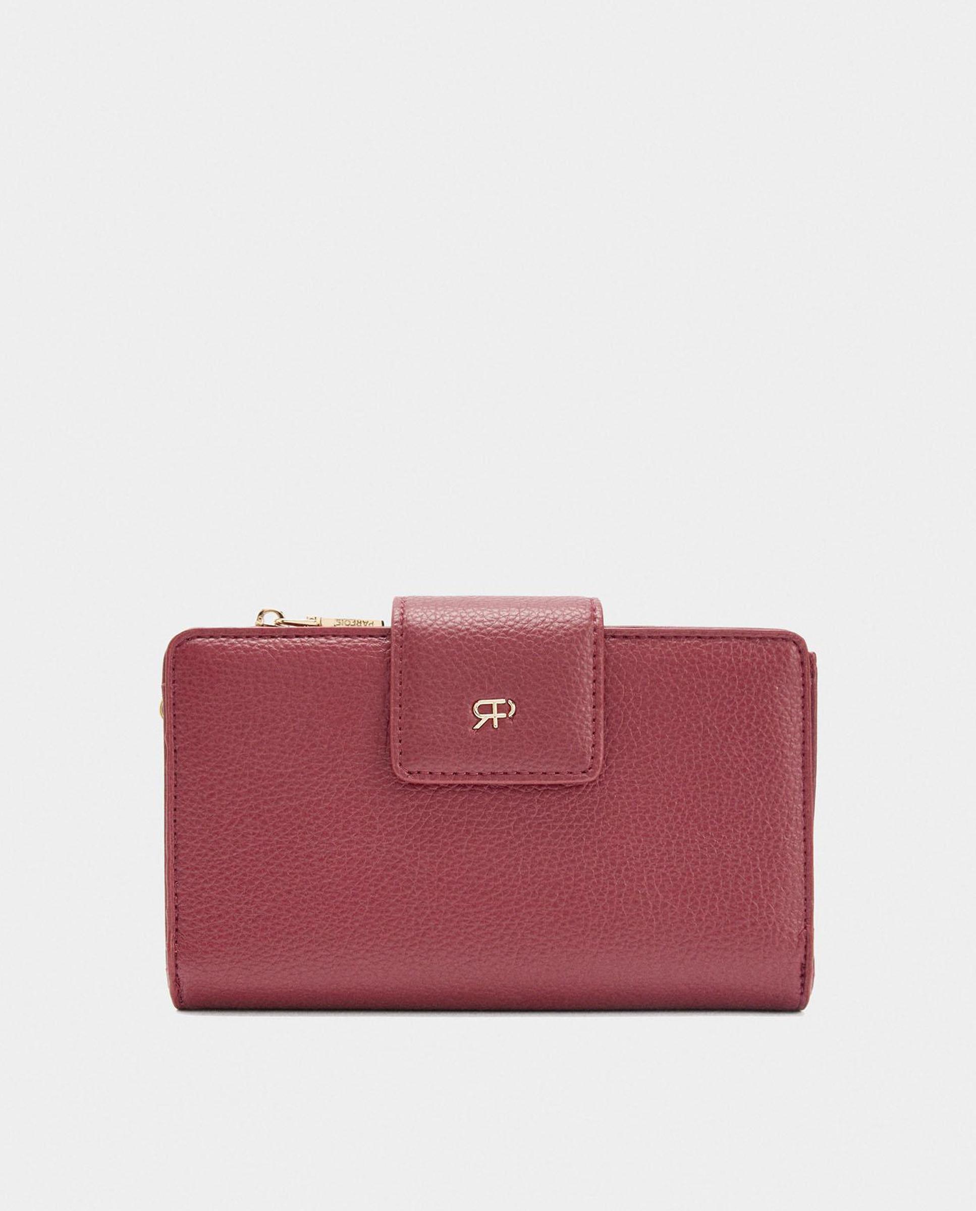 Cartera de mujer mediana con cierre de cremallera en liso - Parfois - Rojo Rojo-1