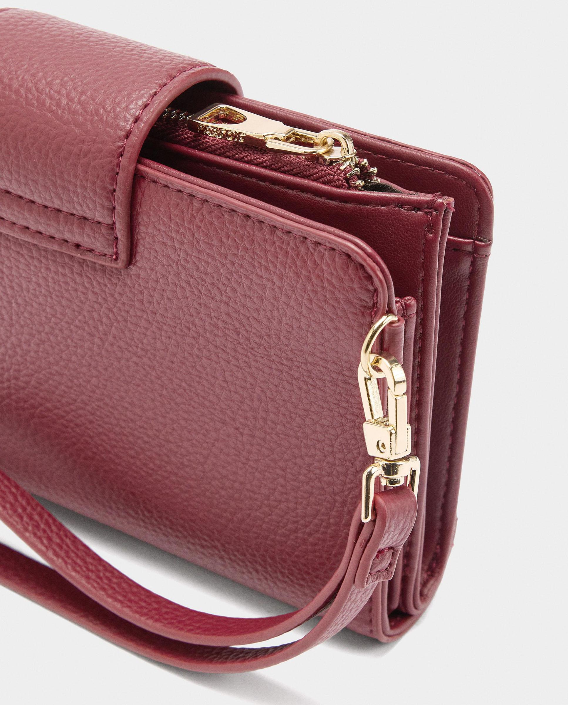 Cartera de mujer mediana con cierre de cremallera en liso - Parfois - Rojo Rojo-3