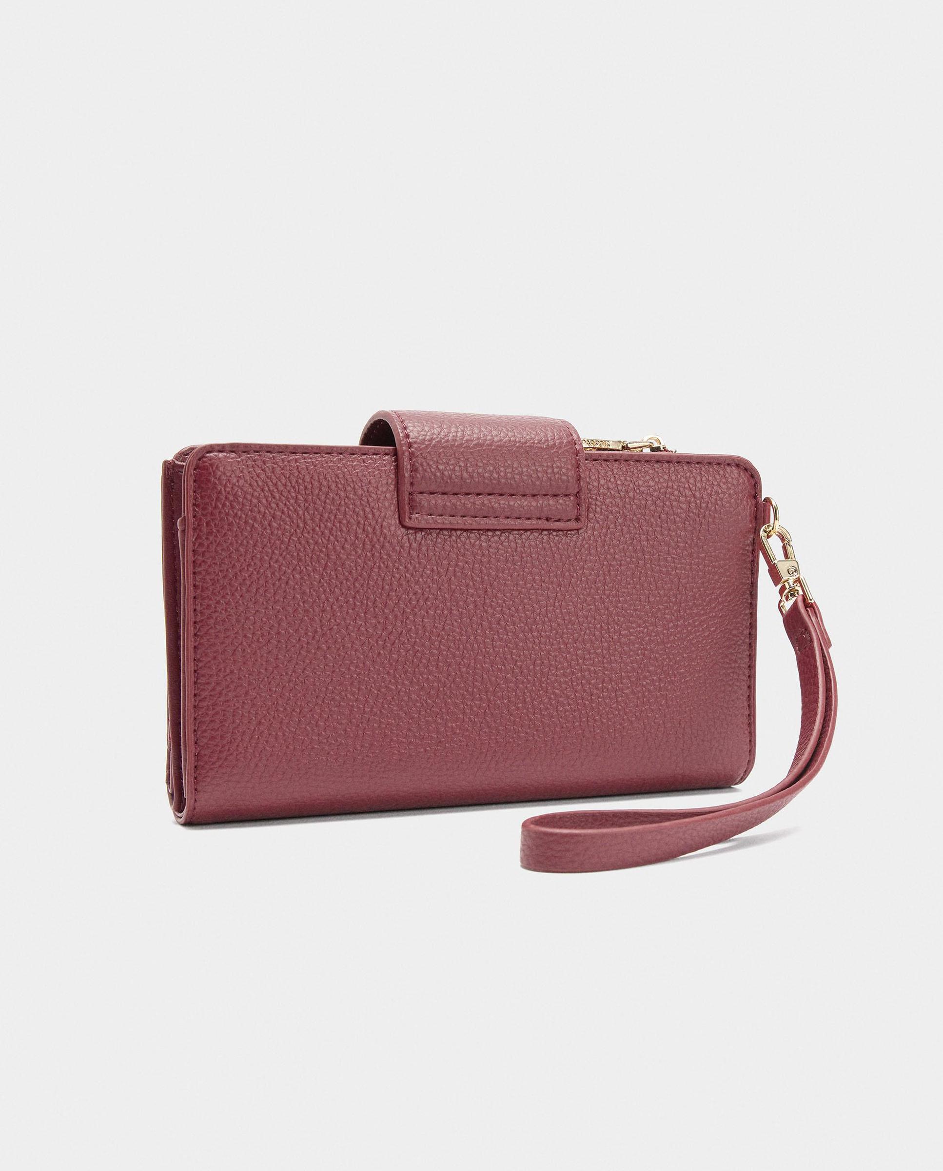 Cartera de mujer mediana con cierre de cremallera en liso - Parfois - Rojo Rojo-2