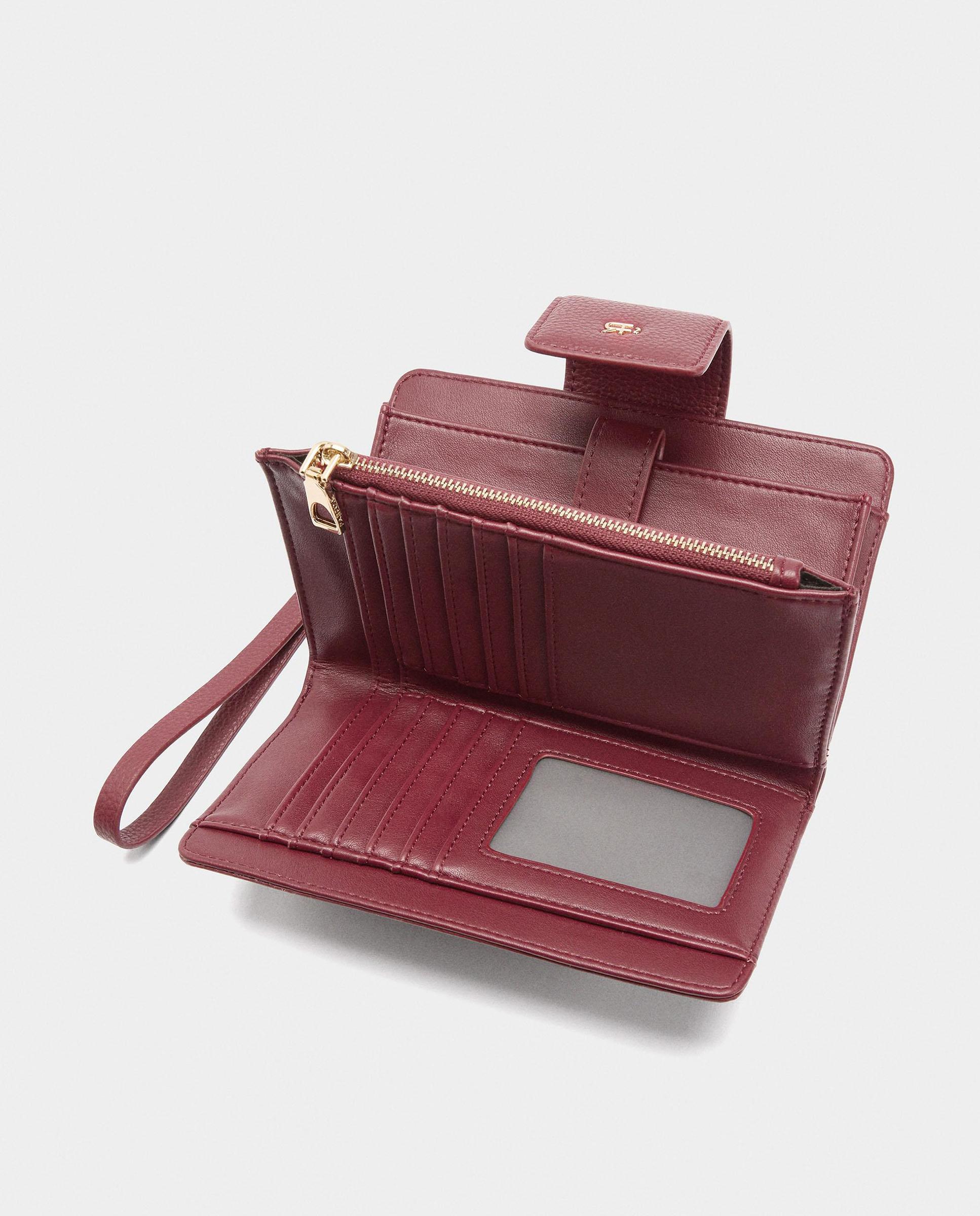 Cartera de mujer mediana con cierre de cremallera en liso - Parfois - Rojo Rojo-4