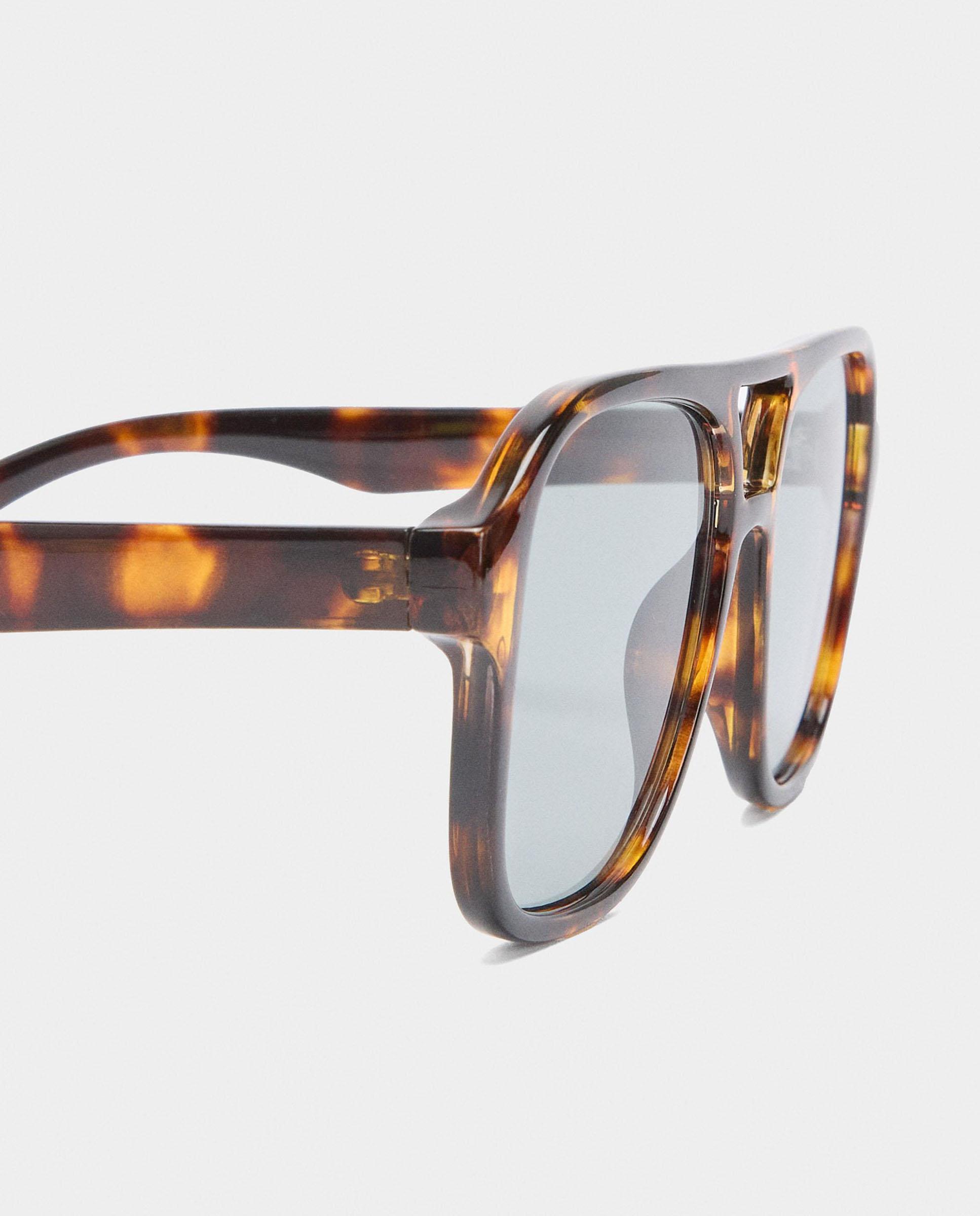 Gafas de sol de mujer con protección uv y forma redonda con estampado animal print - Parfois - Marrón / Naranja Marrón / Naranja-3