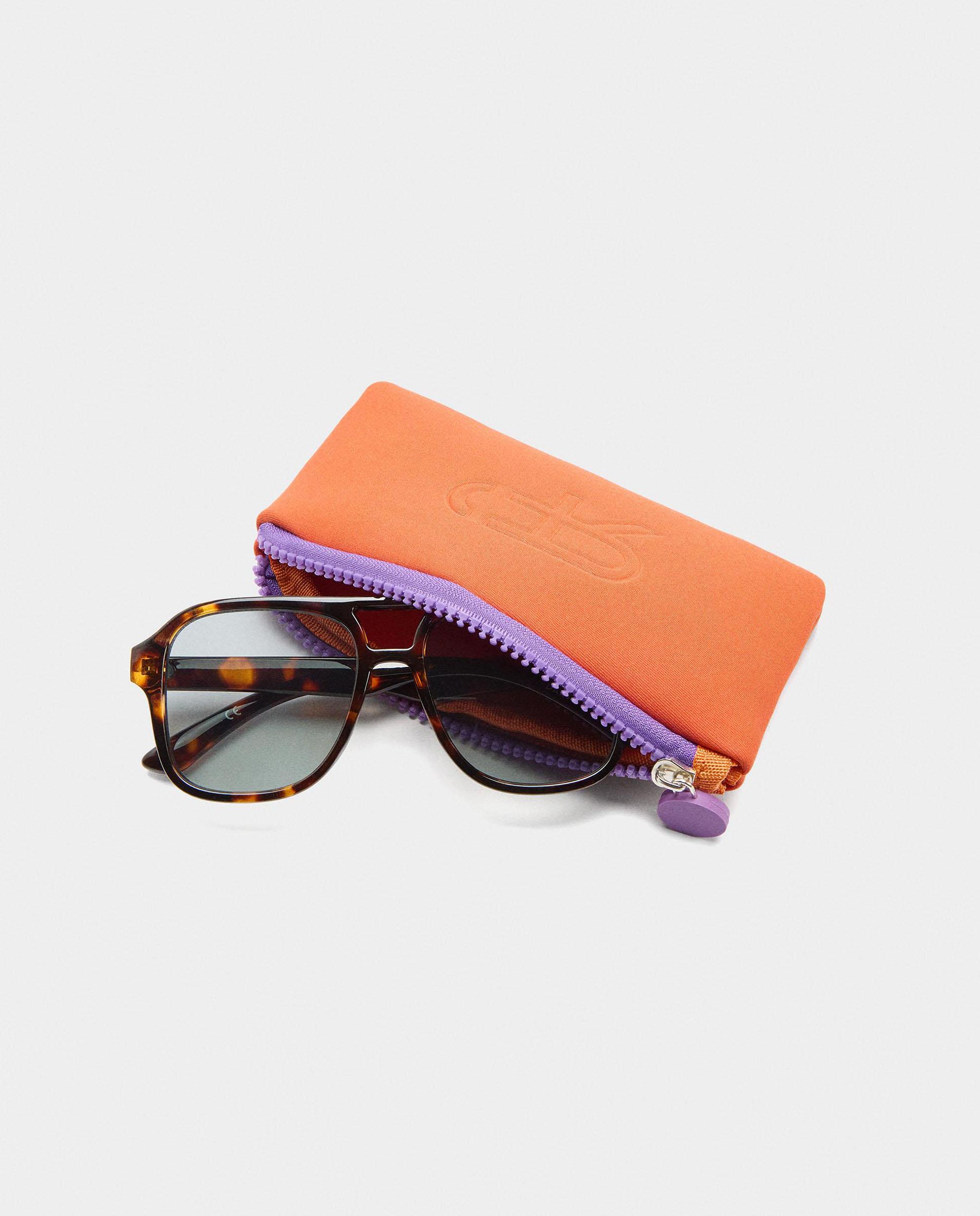 Gafas de sol de mujer con protección uv y forma redonda con estampado animal print - Parfois - Marrón / Naranja Marrón / Naranja-4