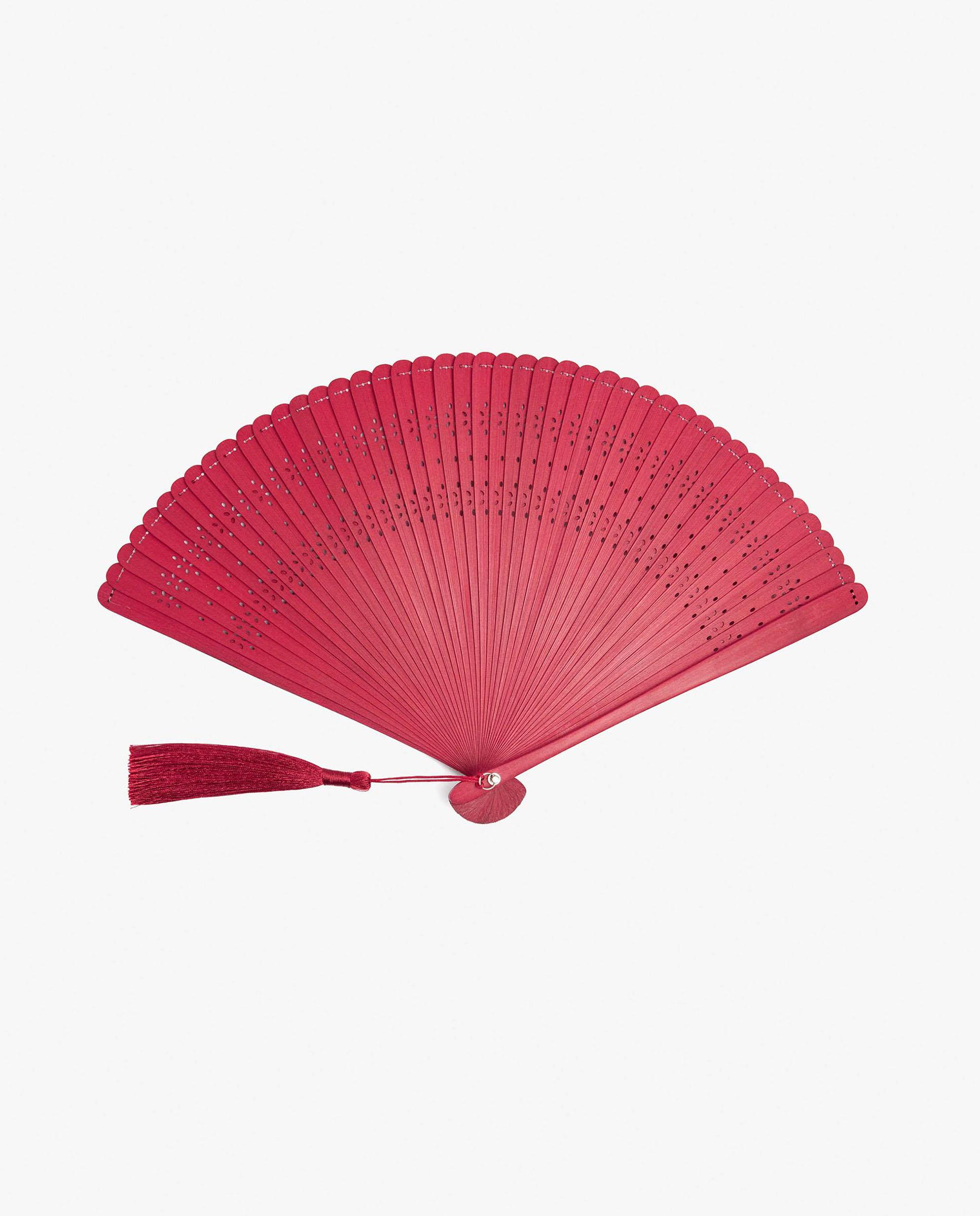 Imagen 0 de Abanico de bambú en liso Rojo