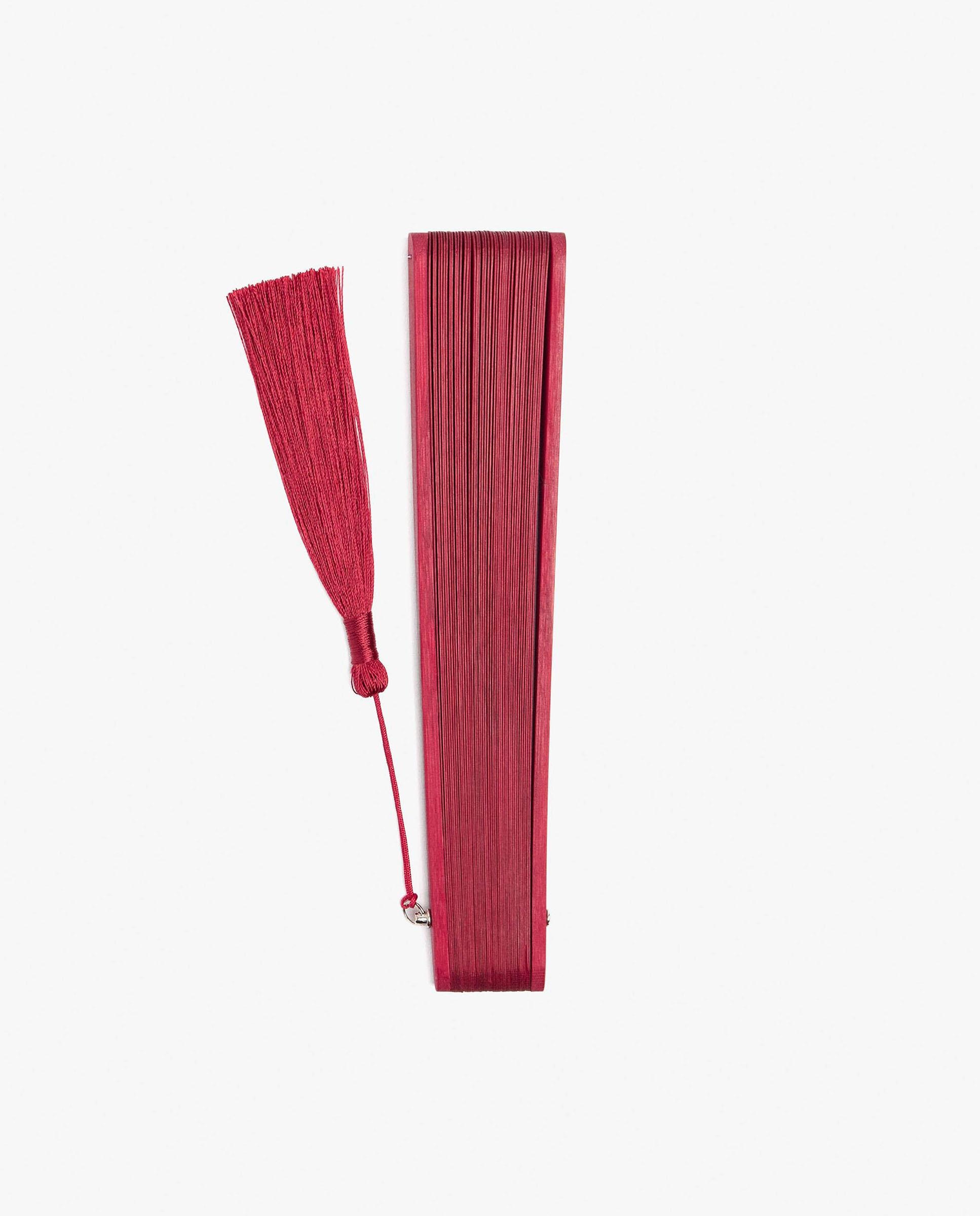 Abanico de bambú en liso - Parfois - Rojo Rojo-2
