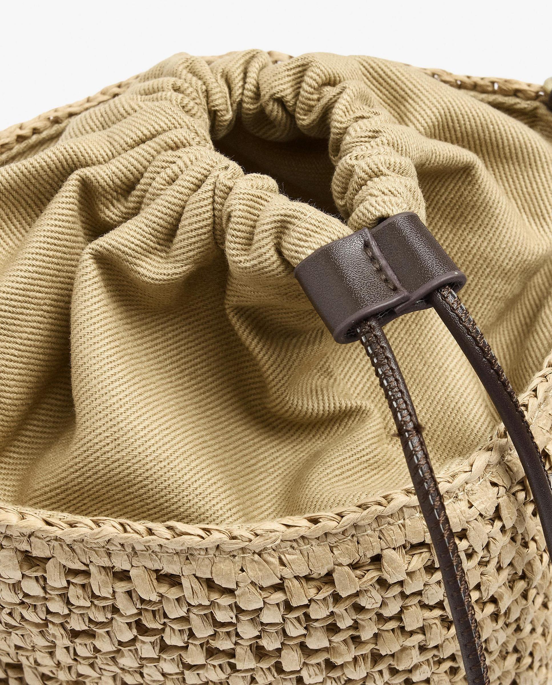 Bandolera de mujer efecto rafia trenzado con cierre de cuerda en liso - Parfois - Natural Natural-3