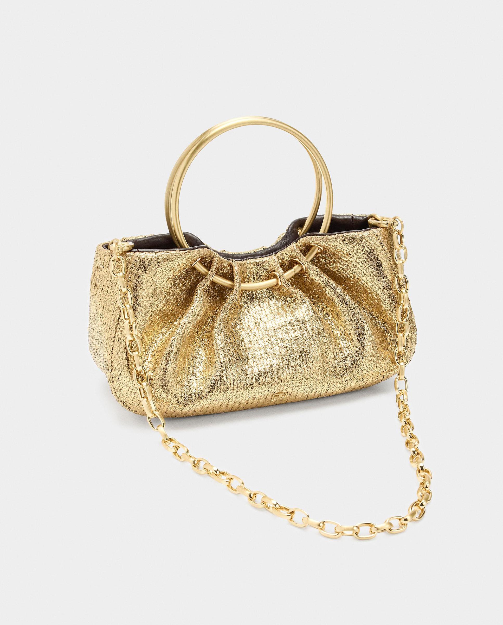 Bolso de fiesta convertible a bandolera con asa rígida en liso - Parfois - Oro Oro-2