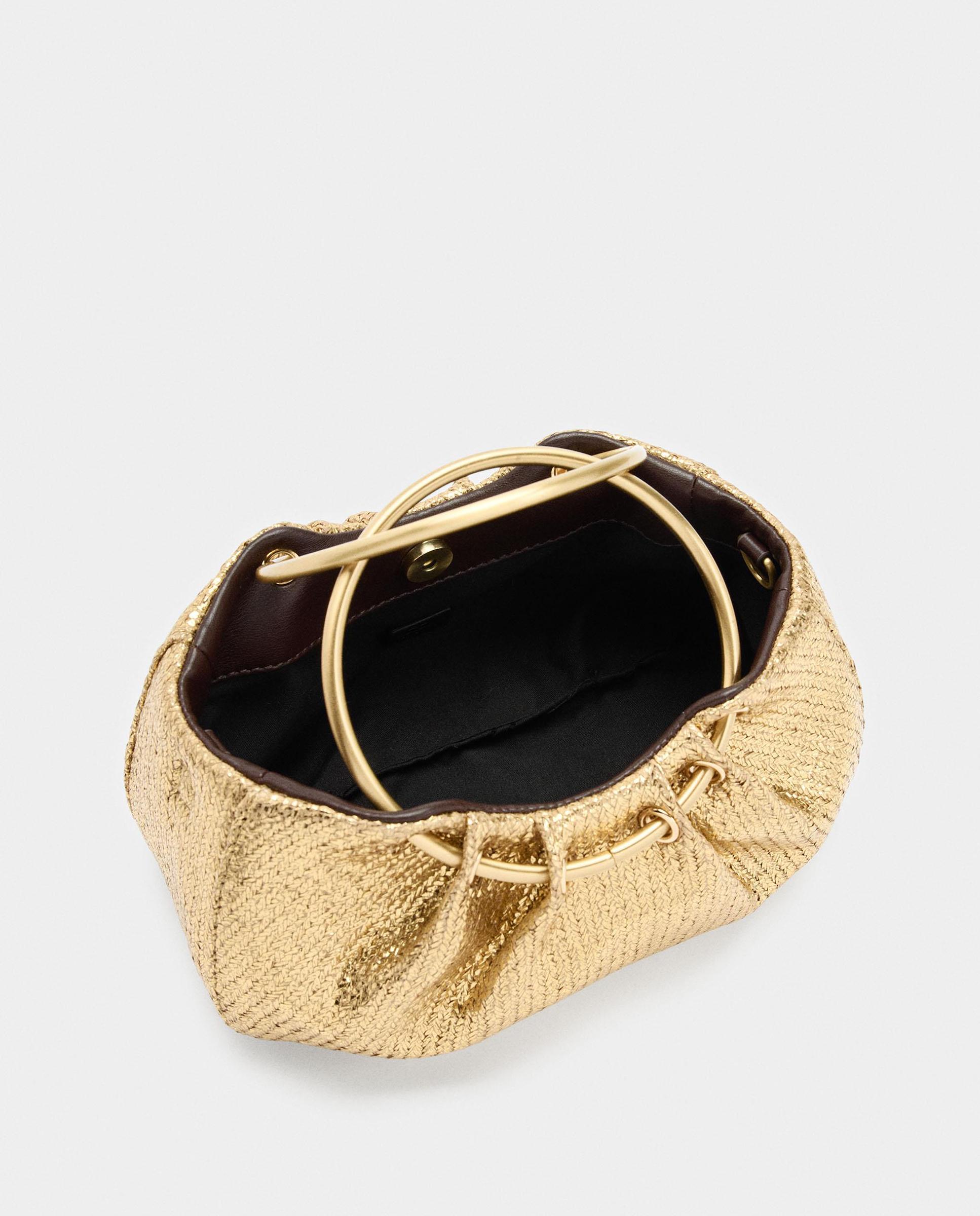 Bolso de fiesta convertible a bandolera con asa rígida en liso - Parfois - Oro Oro-4