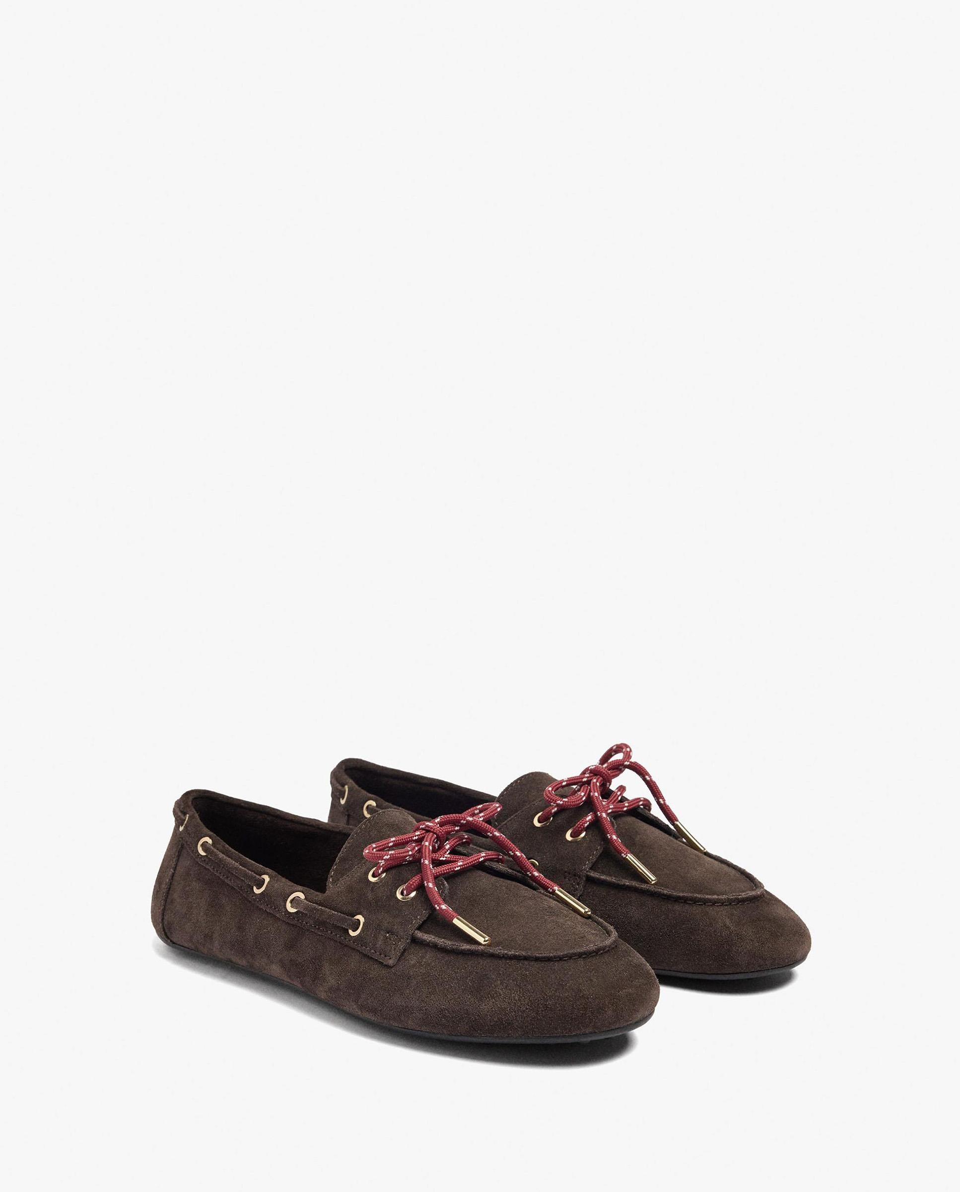 Imagen 2 de Mocasines planos de mujer de piel con lazada decorativa en liso - Parfois - Marrón oscuro Marrón oscuro