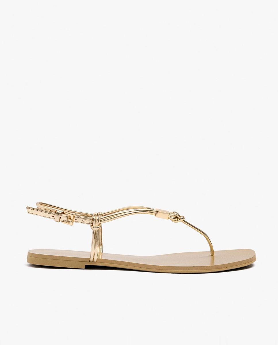 Parfois - Sandalias planas de mujer con cierre de hebilla en liso.