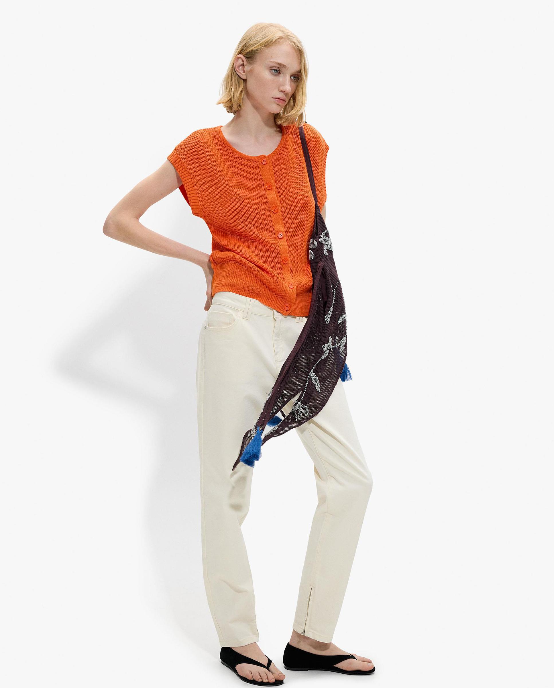 Chaleco de mujer de punto con botones - Parfois - Naranja Naranja-2
