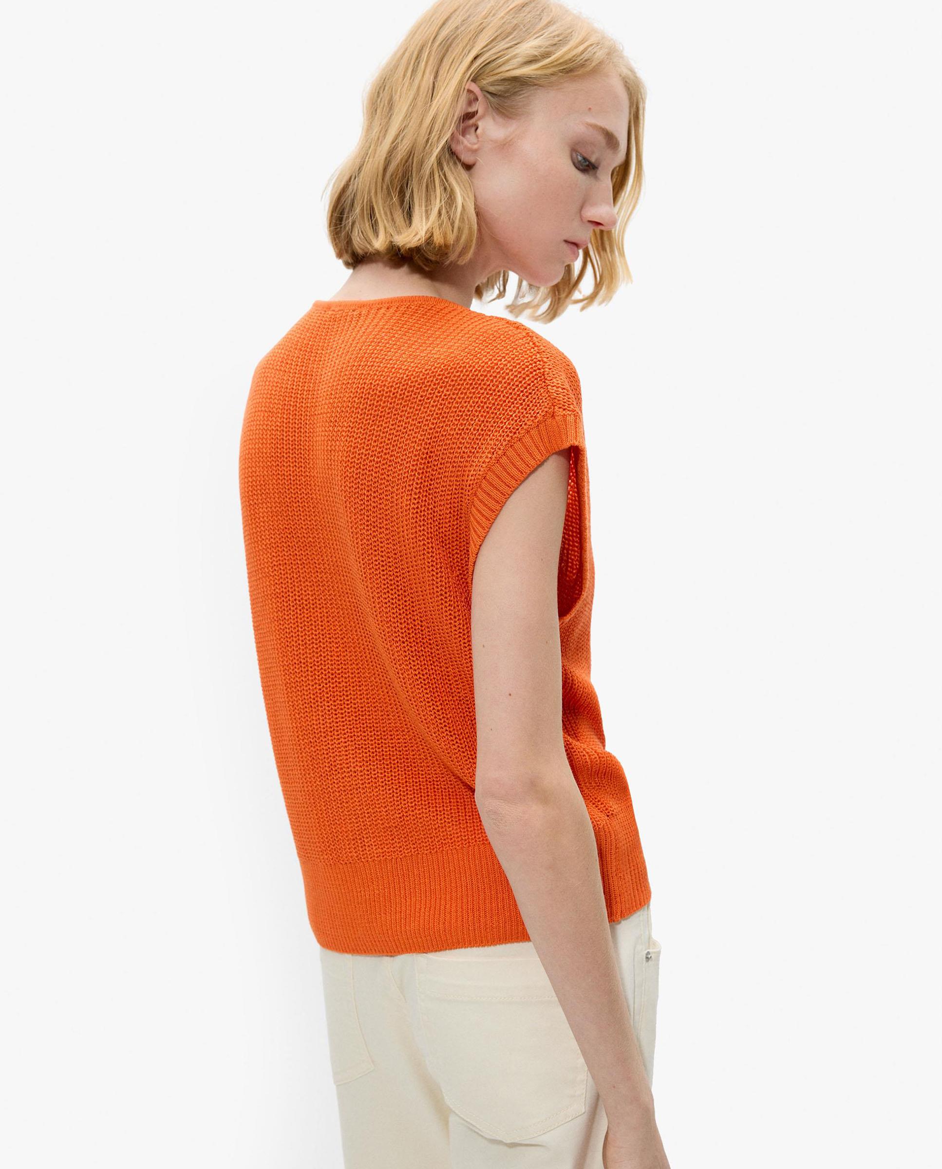 Chaleco de mujer de punto con botones - Parfois - Naranja Naranja-3