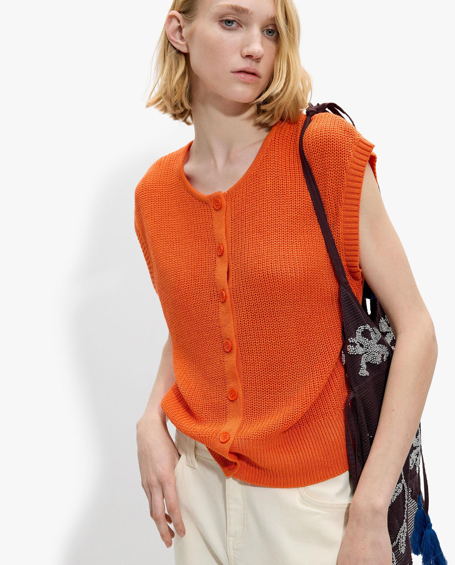 Chaleco de mujer de punto con botones - Parfois - Naranja Naranja-4