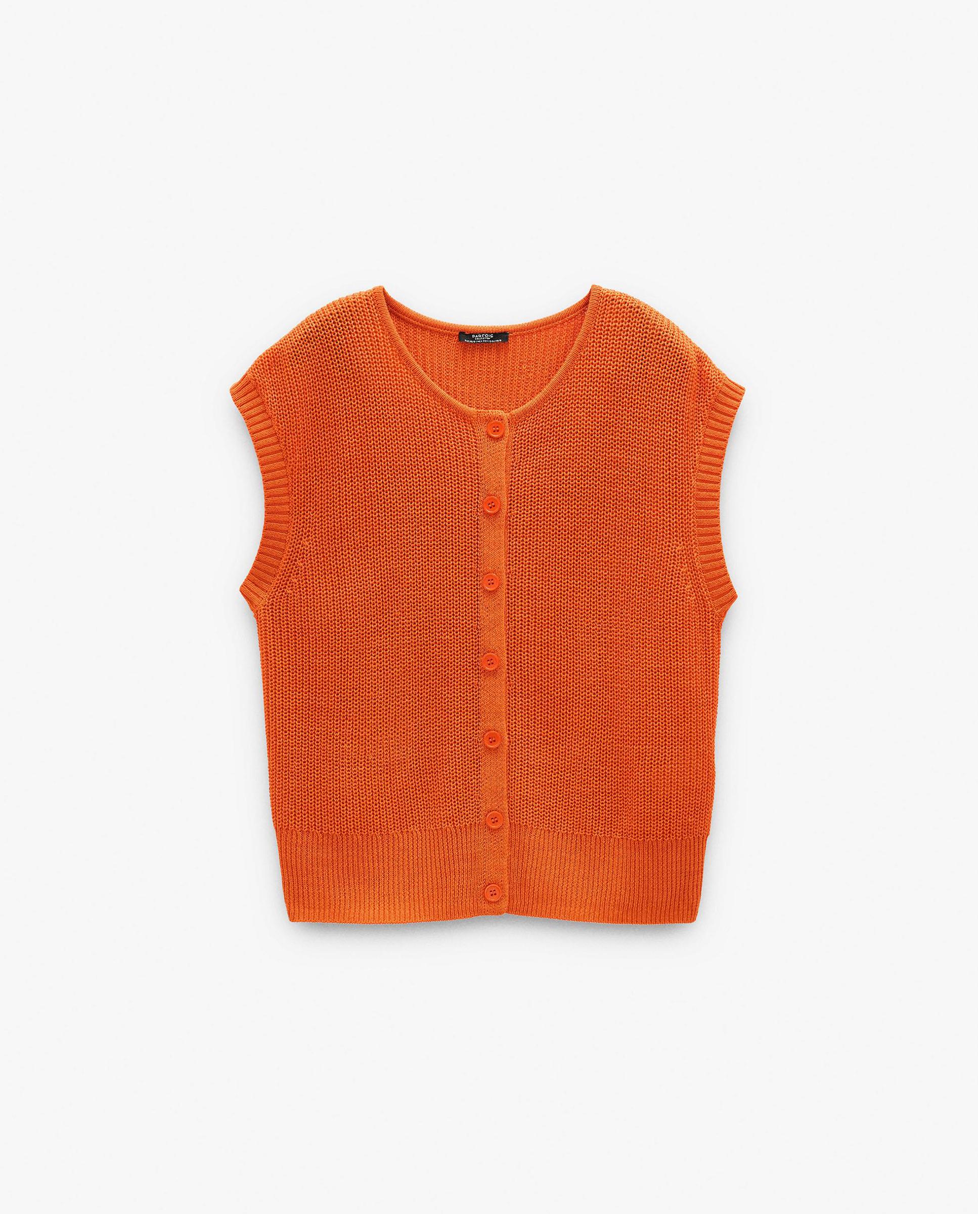 Chaleco de mujer de punto con botones - Parfois - Naranja Naranja-6