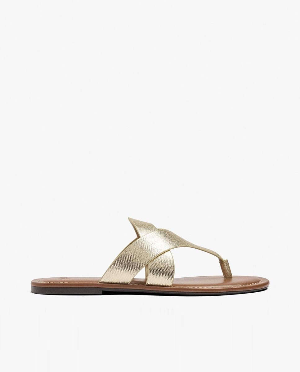 Sandalias de dedo de mujer con tiras cruzadas en liso - Parfois - Oro Oro-1