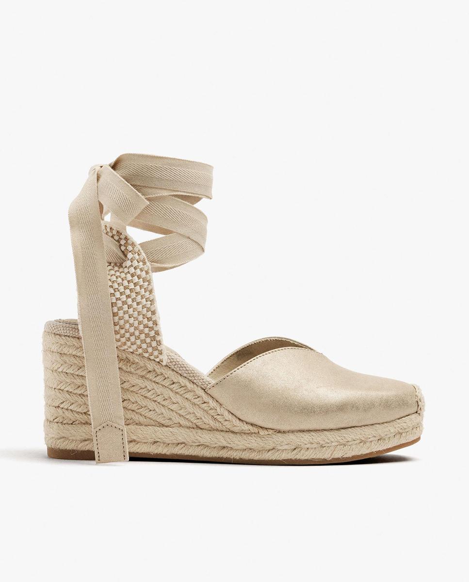 Parfois - Alpargatas con cintas de mujer con tacón de cuña y diseño elegante.